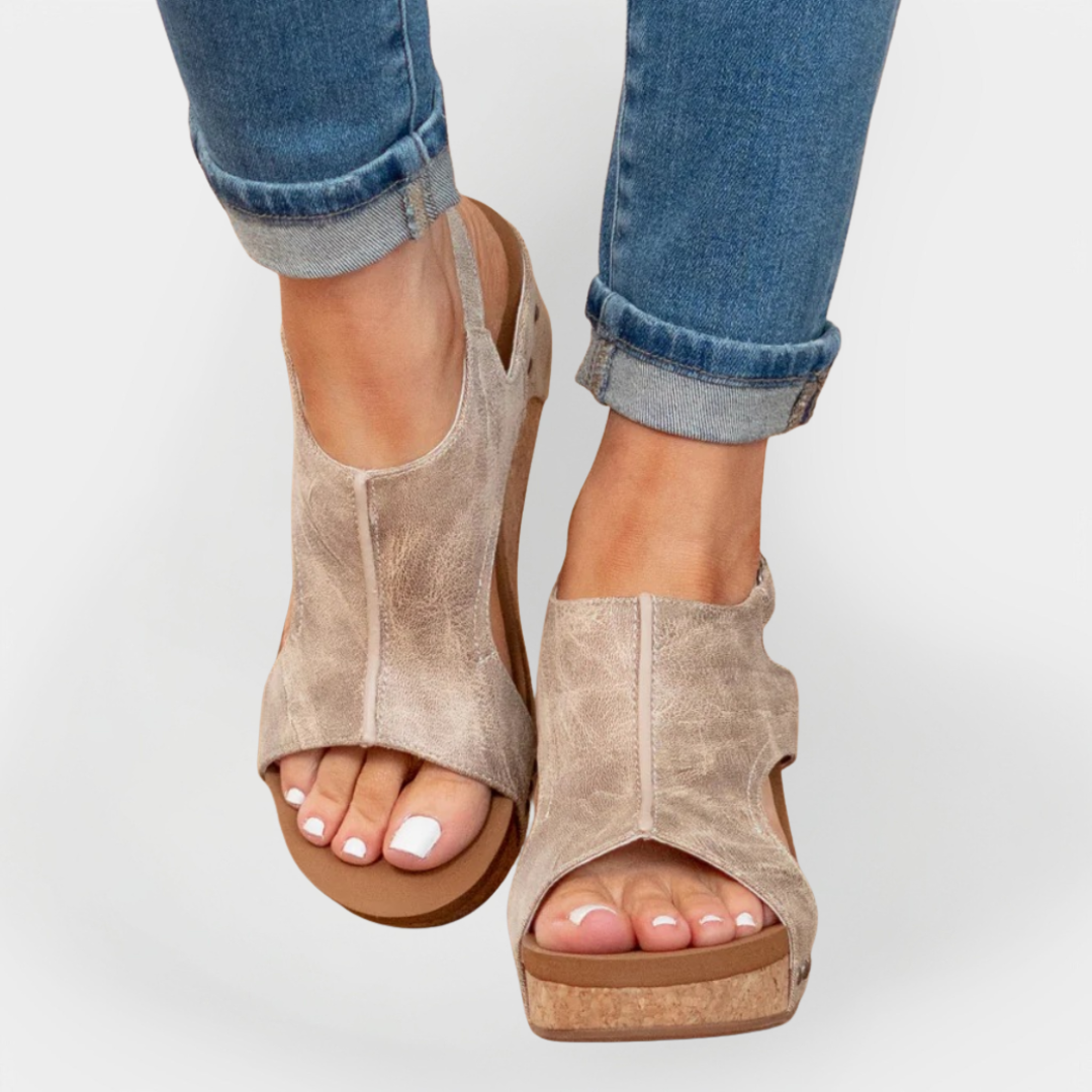 Suede Sandals with Elevated Sole