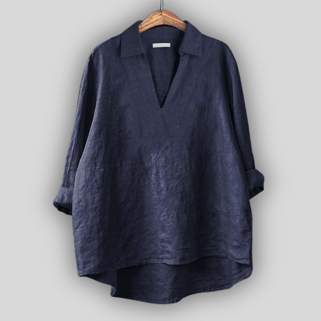 Linen Blouse Silver Elegance