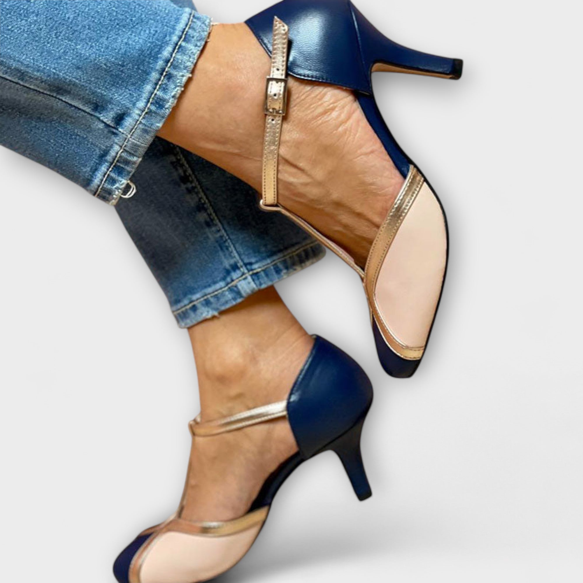 Bicolour T-Strap Elegance