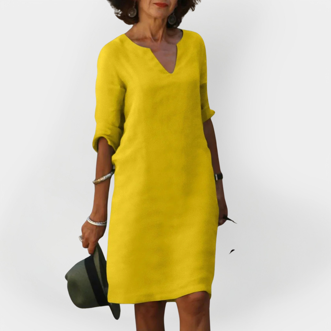 Everyday Dress with V Neckline