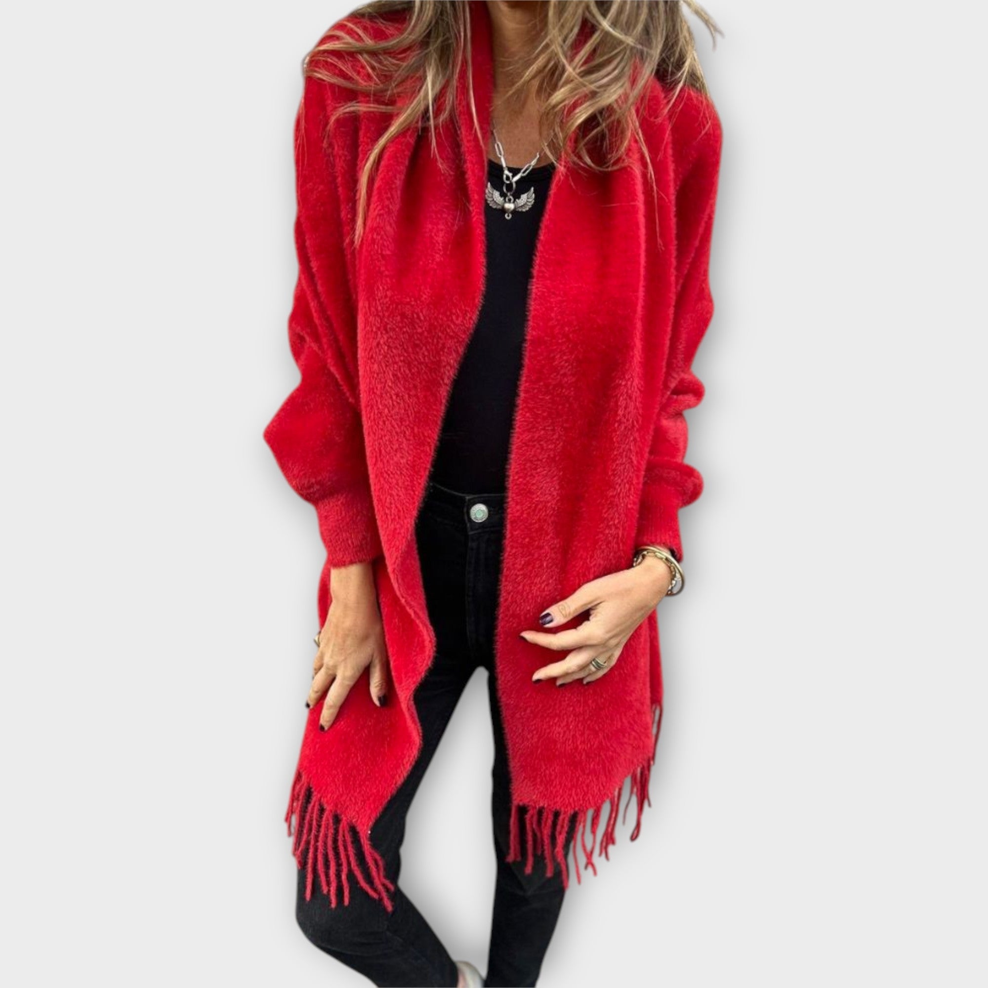 Knit Coat with Fringes