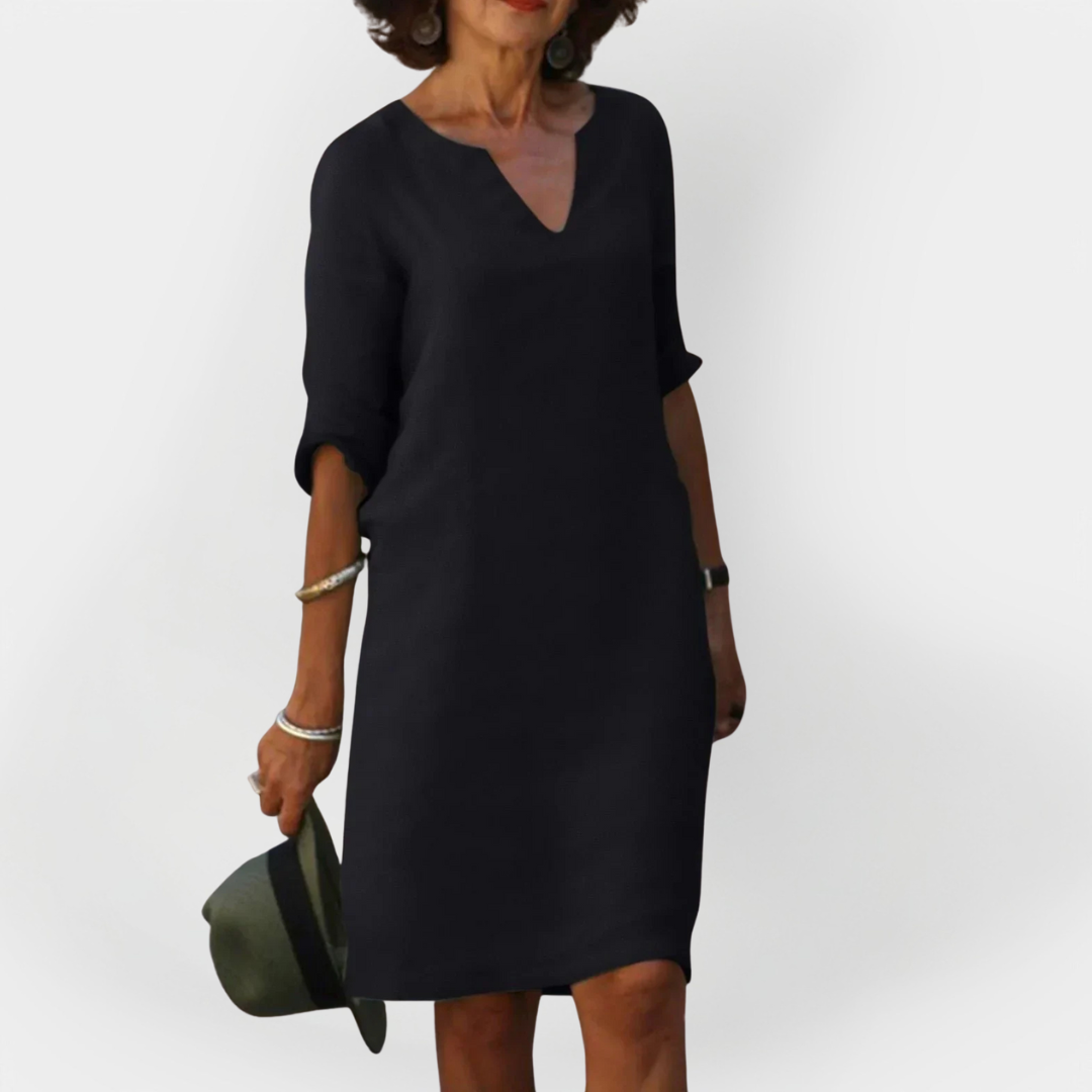 Everyday Dress with V Neckline