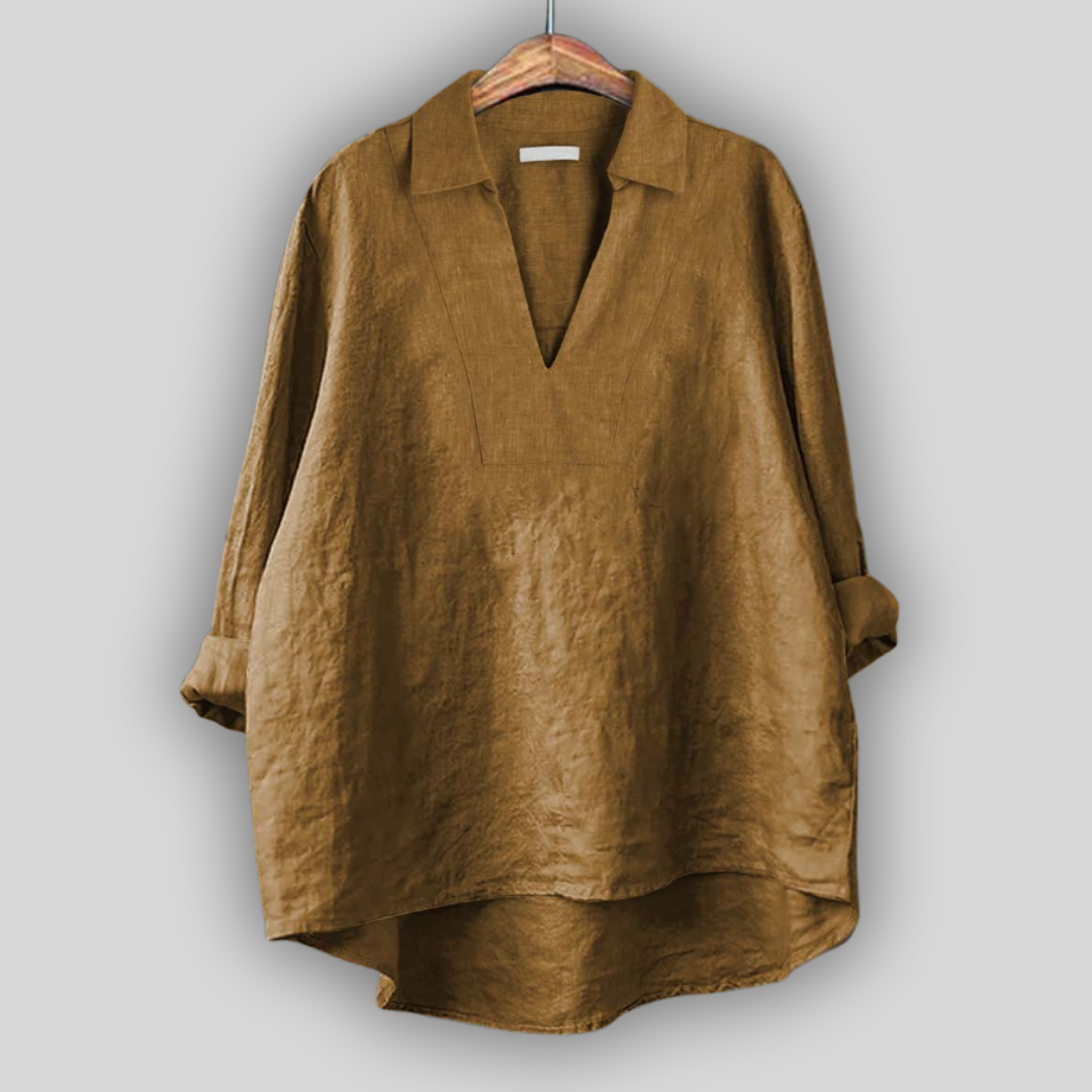 Linen Blouse Silver Elegance