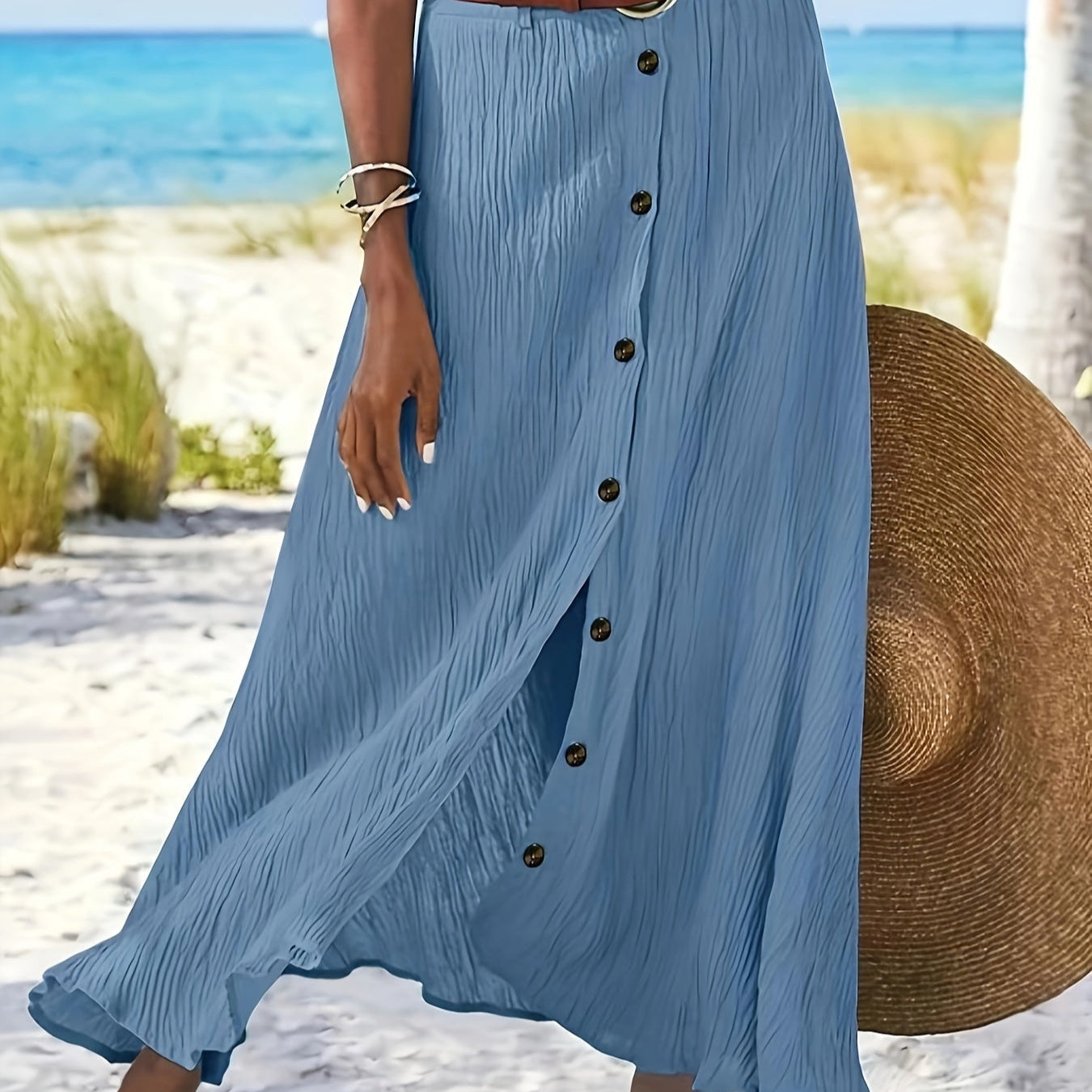 Semi-Sheer Midi Skirt with Split