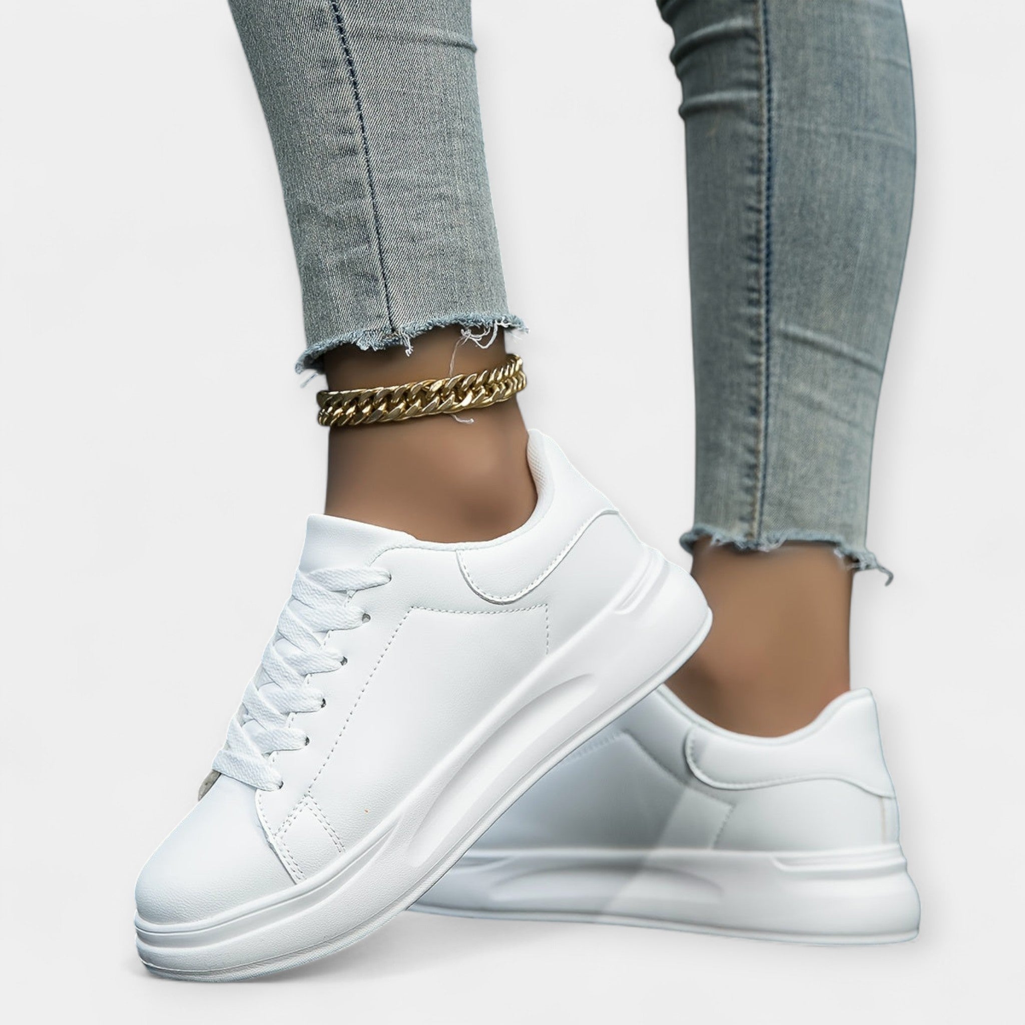 White Leather Sports Trainers