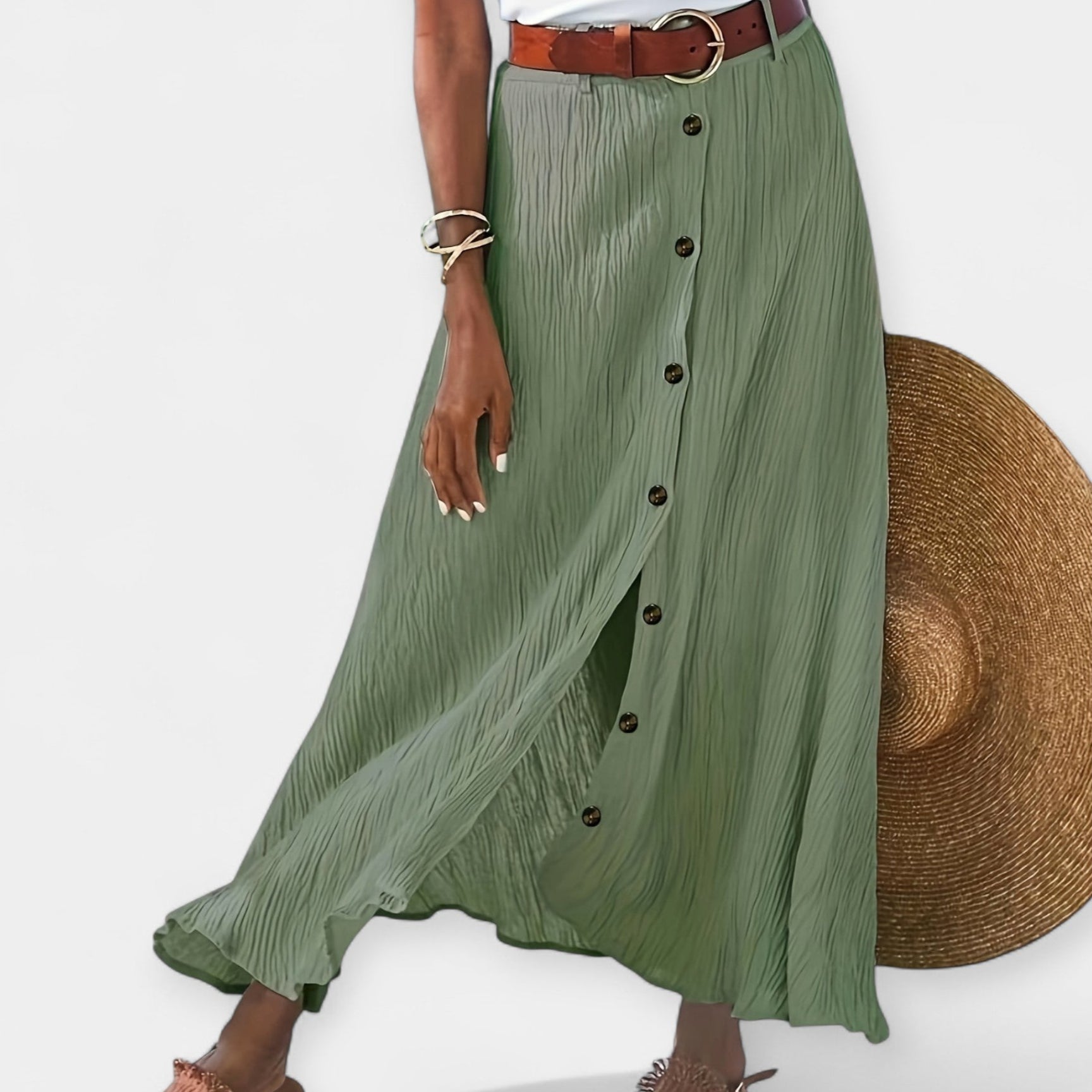 Semi-Sheer Midi Skirt with Split