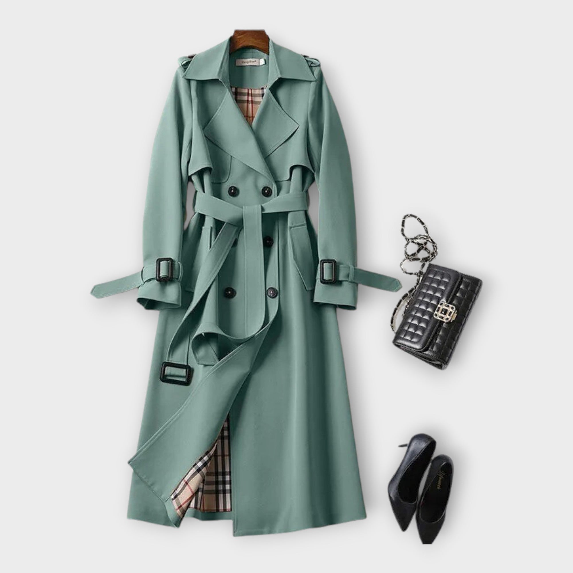 Classic Long Trench Coat with Belt