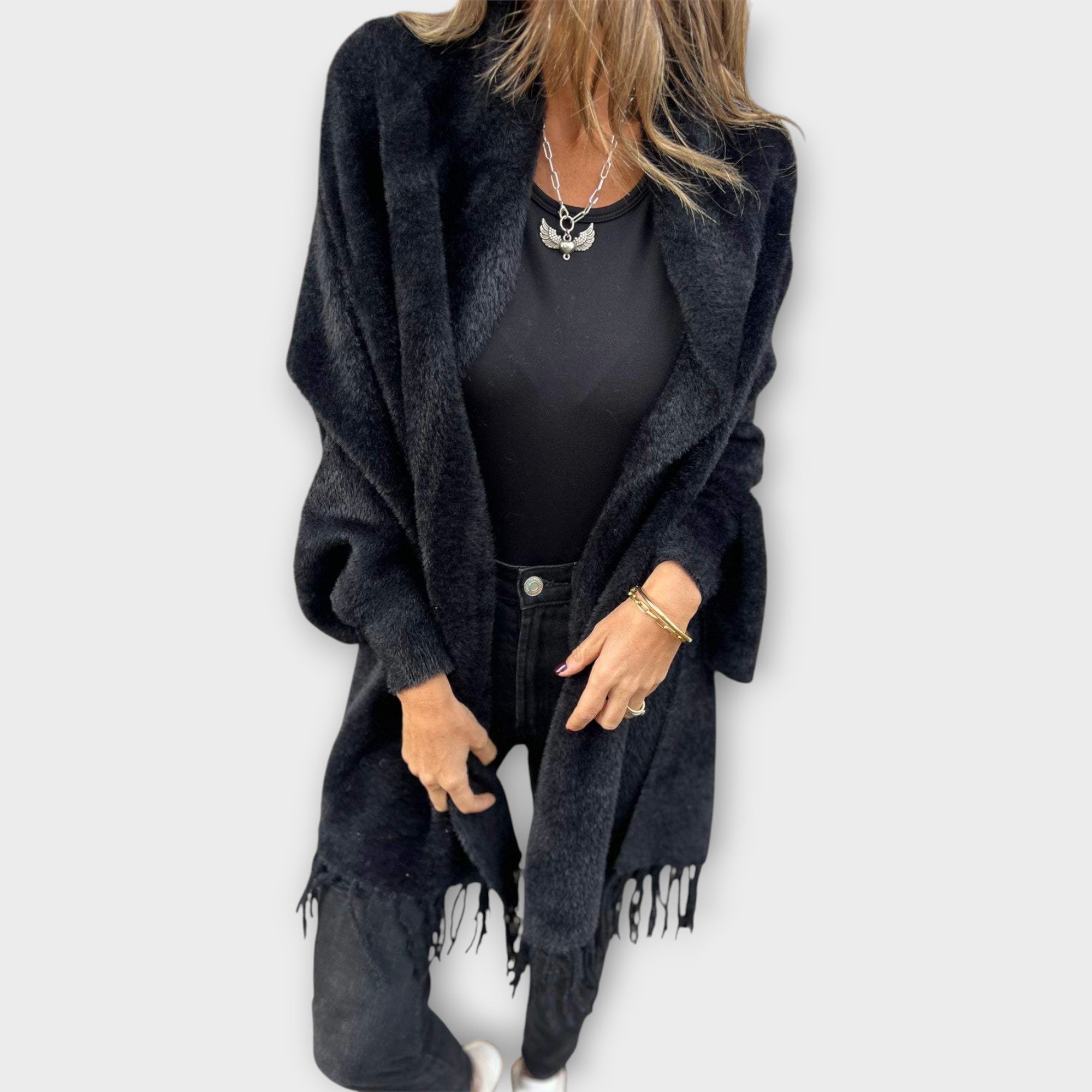 Knit Coat with Fringes