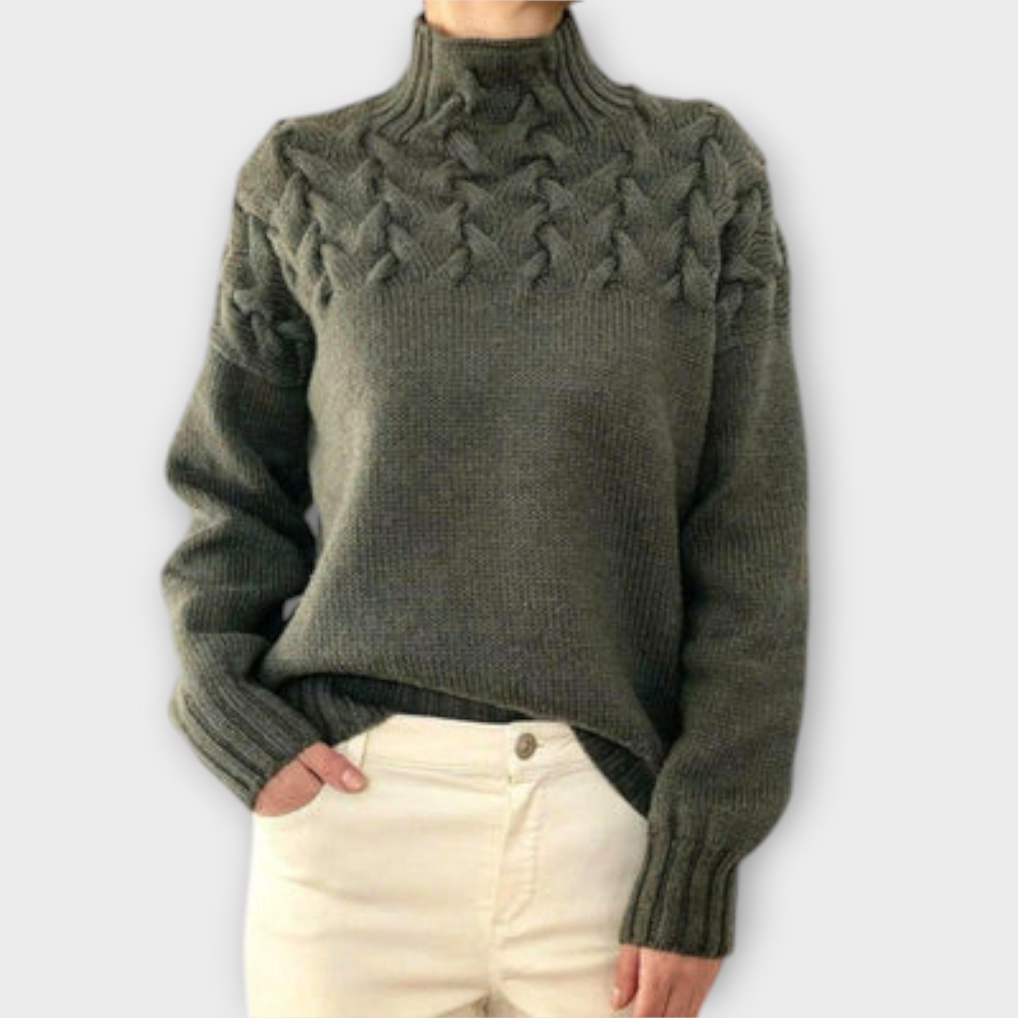 Eva - Women's Sweater with Knitted Detail