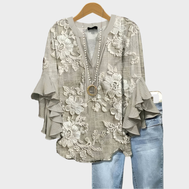 Vintage Floral Print Blouse