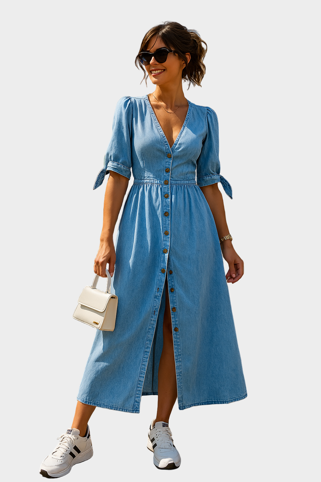 Button-Up Denim Dress