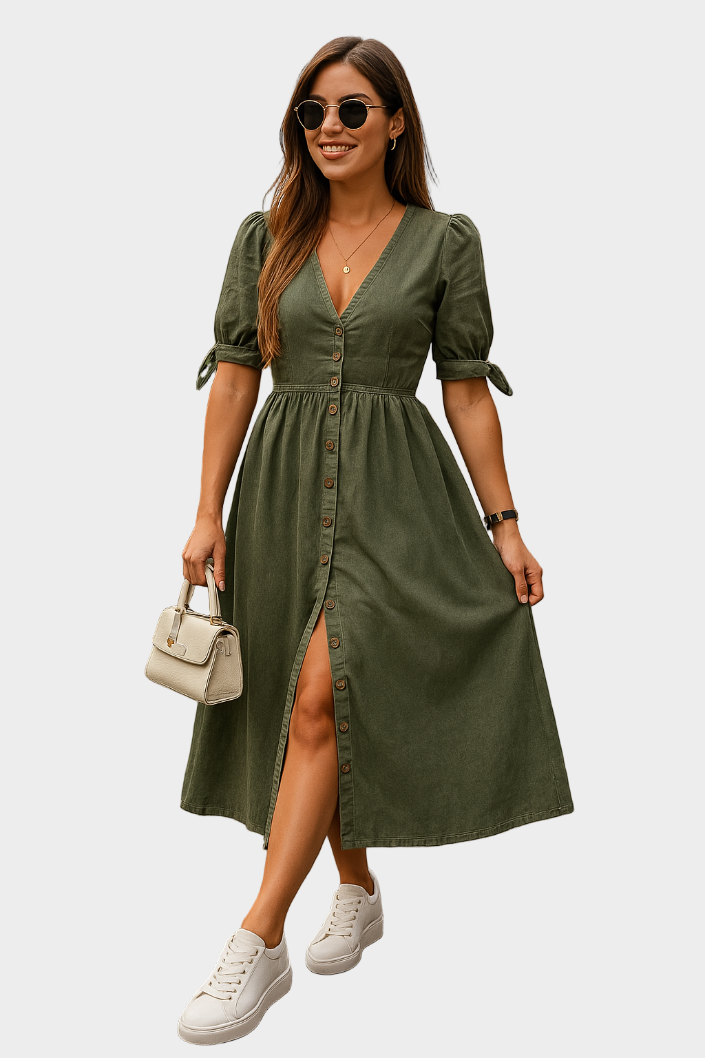 Button-Up Denim Dress