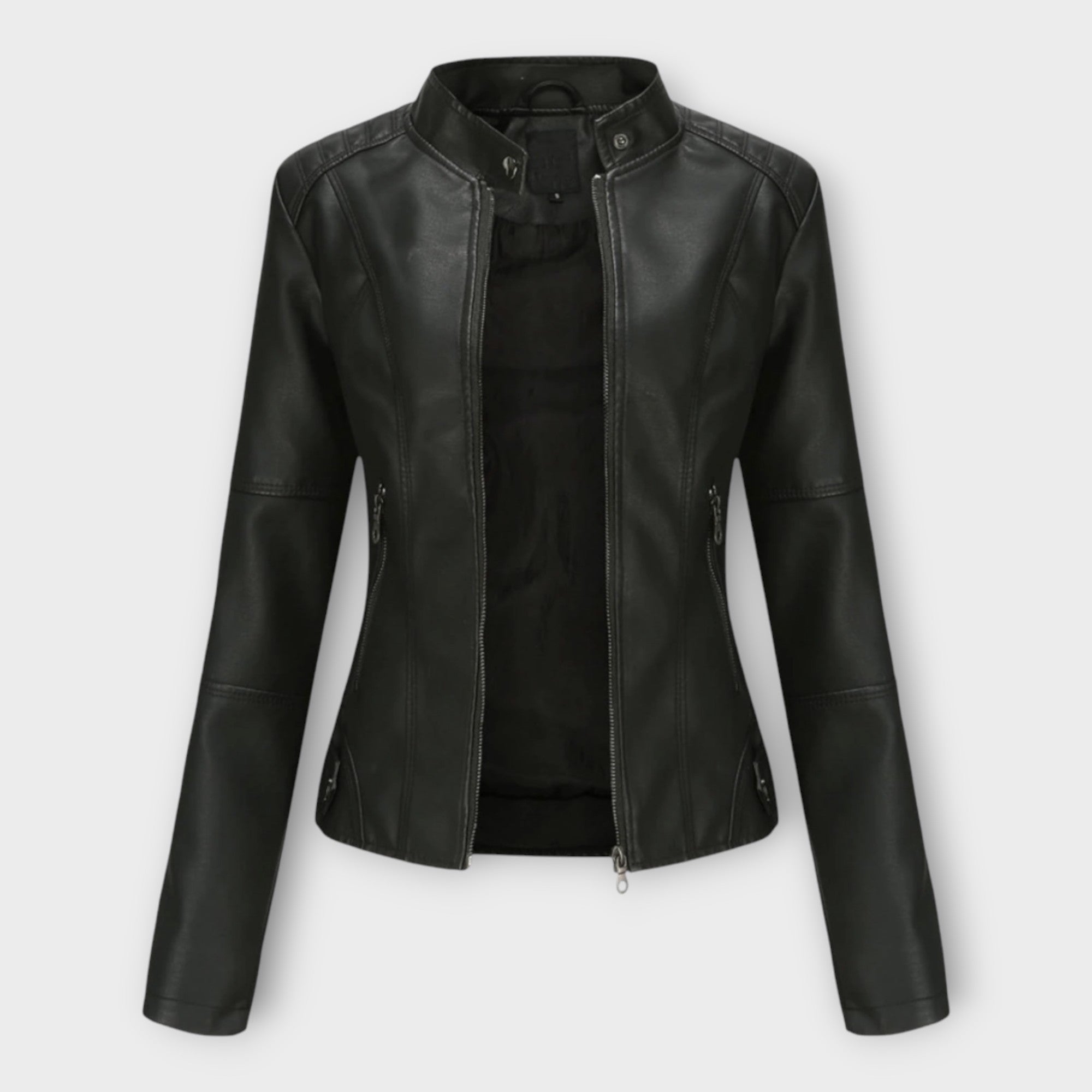 Stylish Leather Jacket with Modern Cut and Timeless Aesthetic