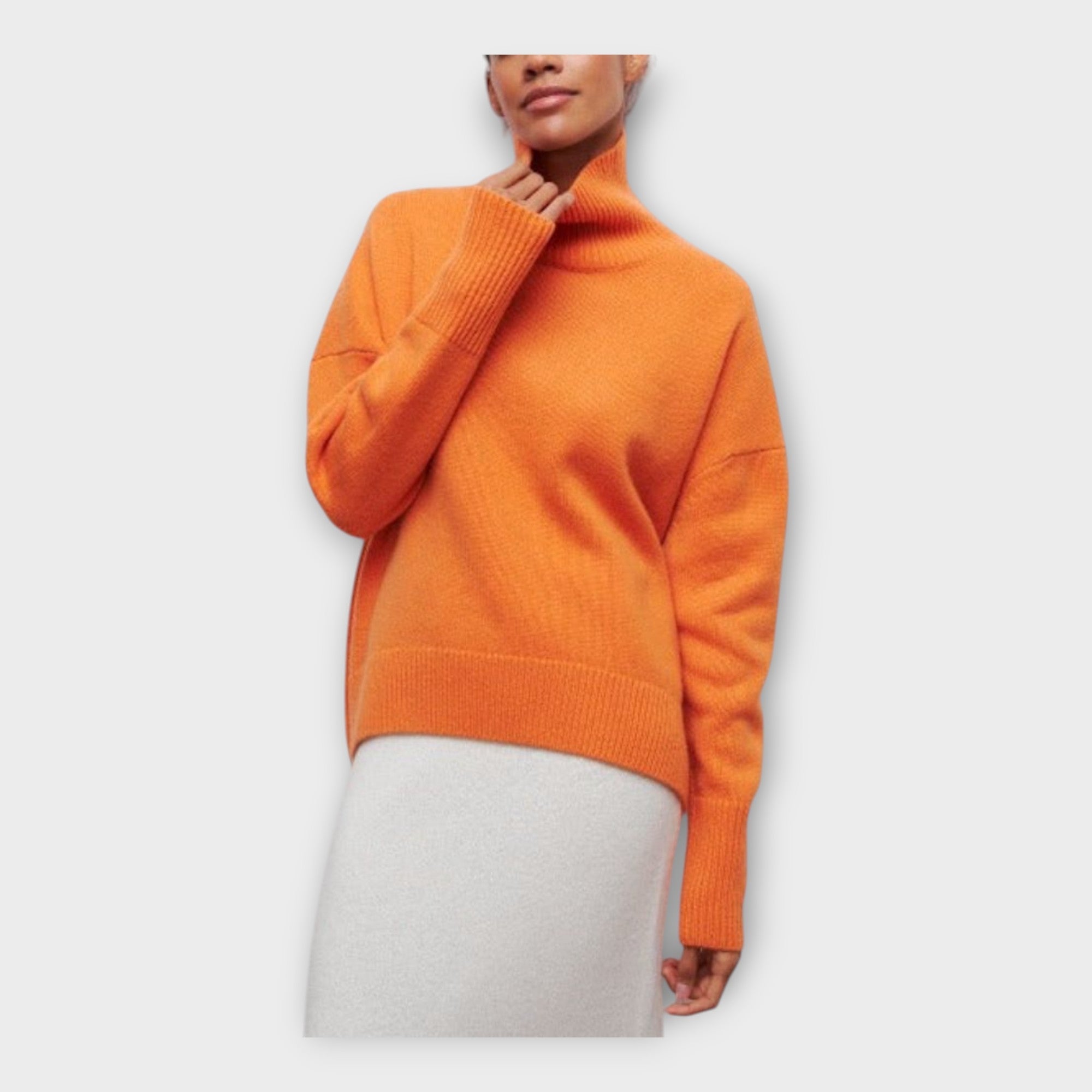 Knitted Sweater with High Neck