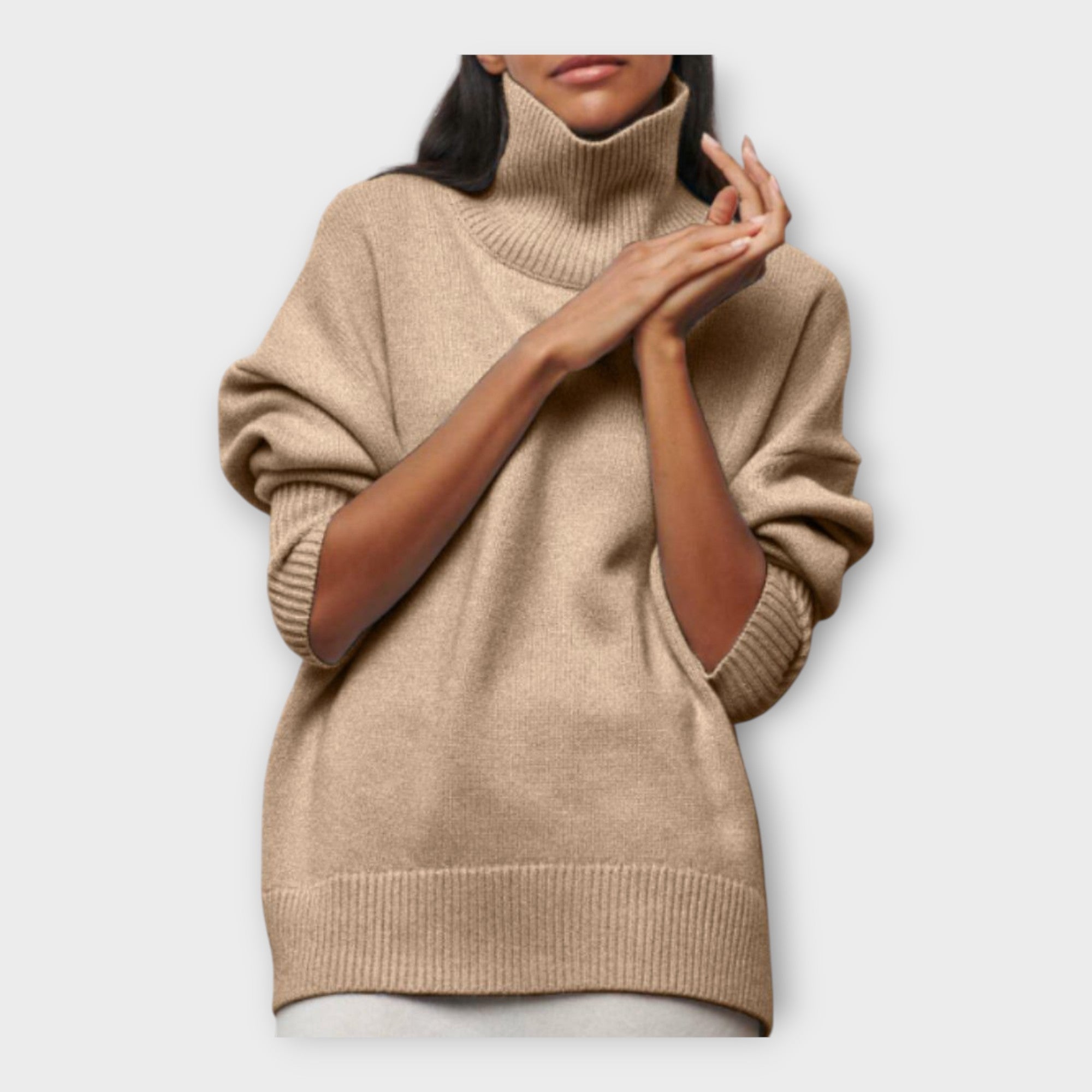 Knitted Sweater with High Neck