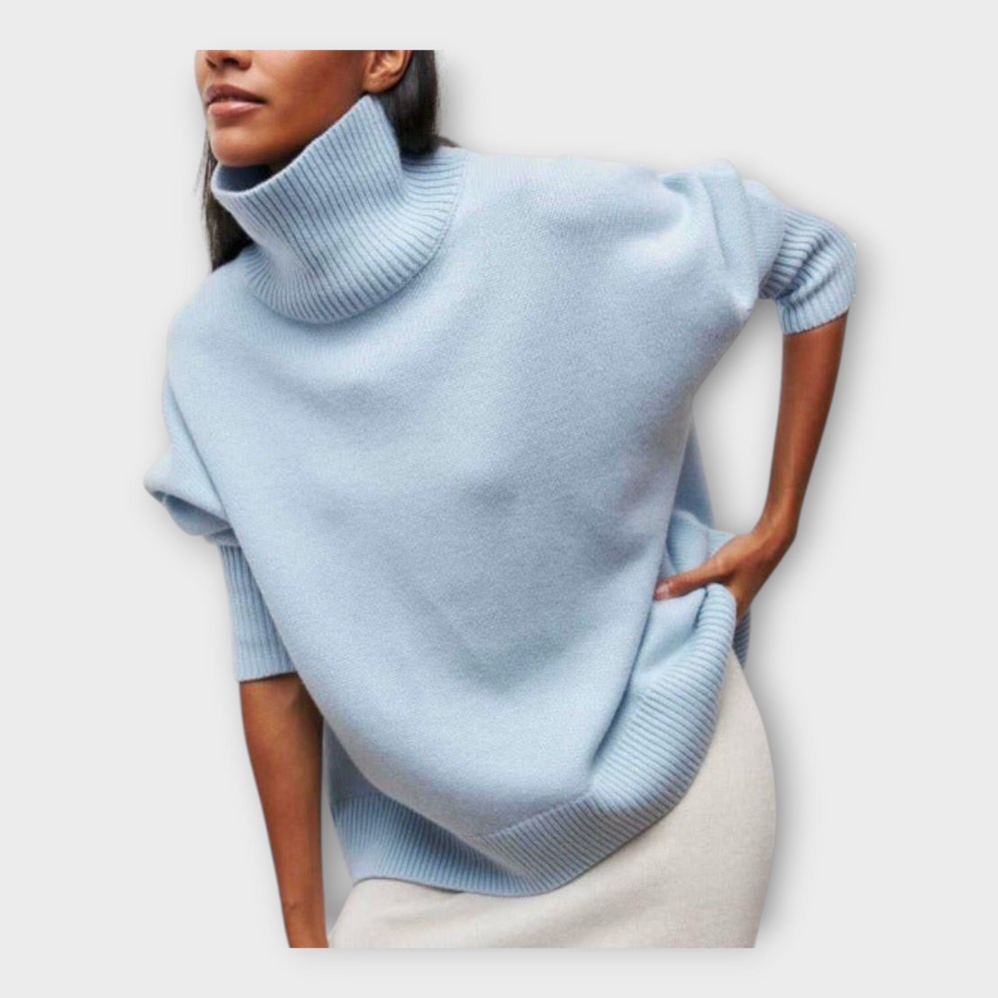 Knitted Sweater with High Neck