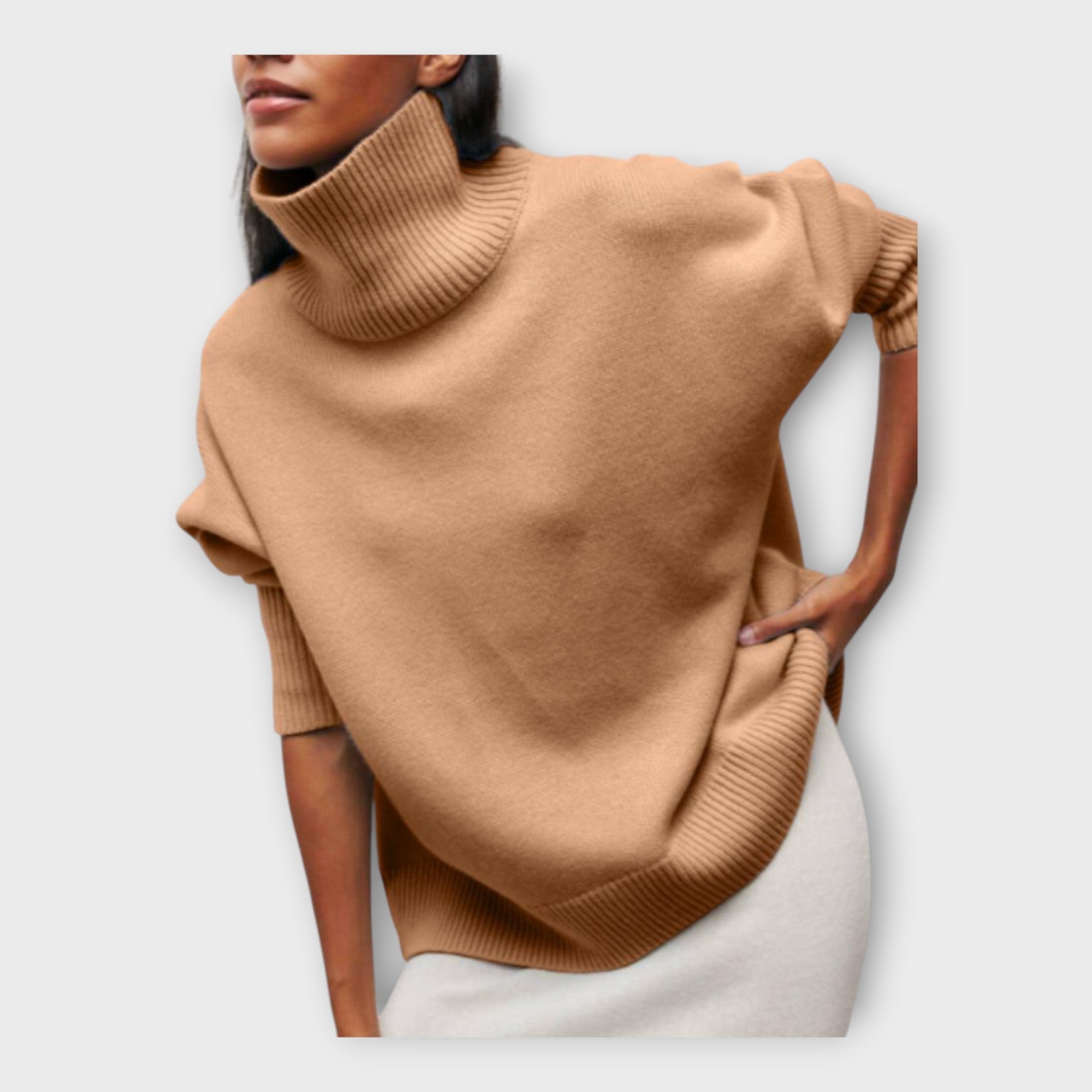 Knitted Sweater with High Neck