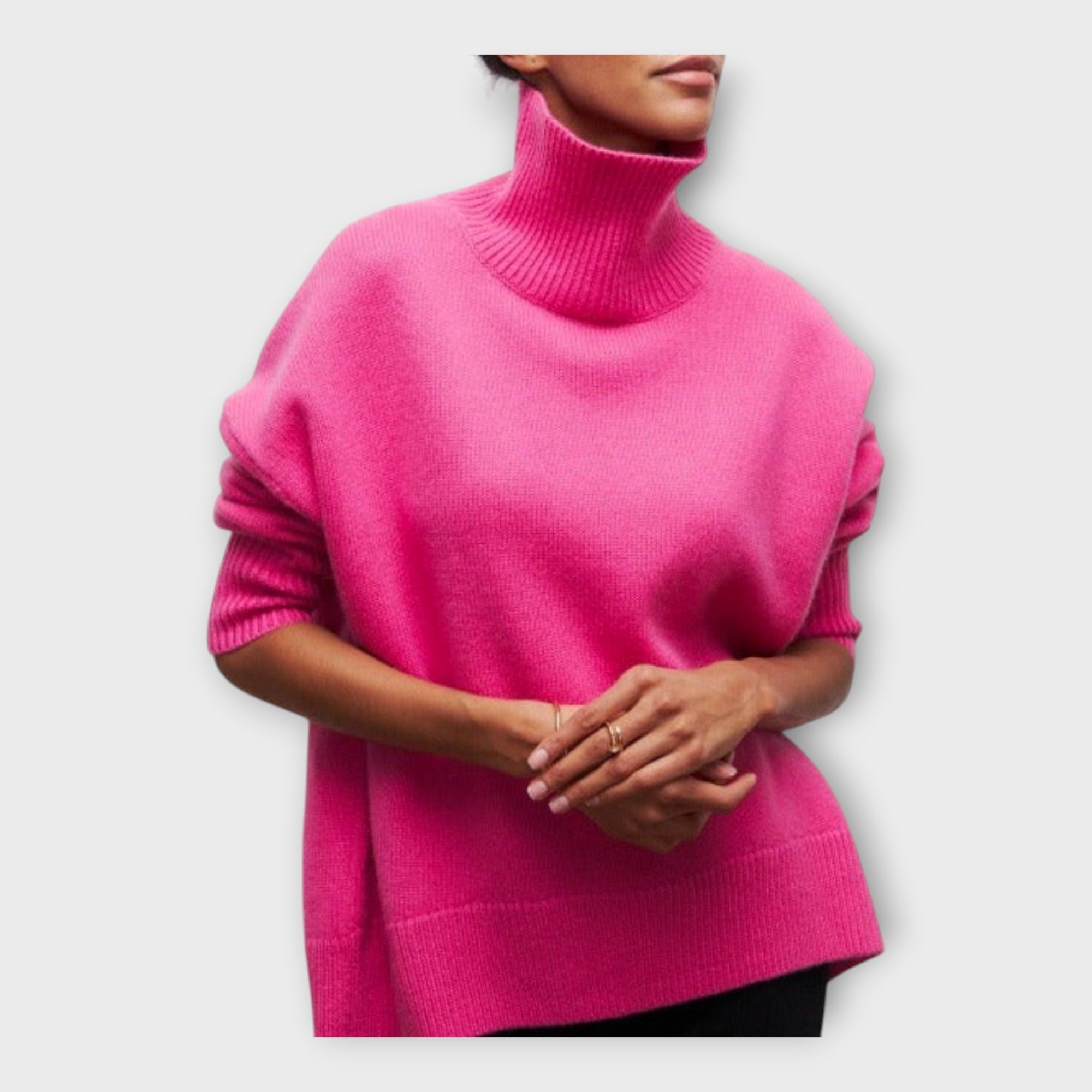 Knitted Sweater with High Neck