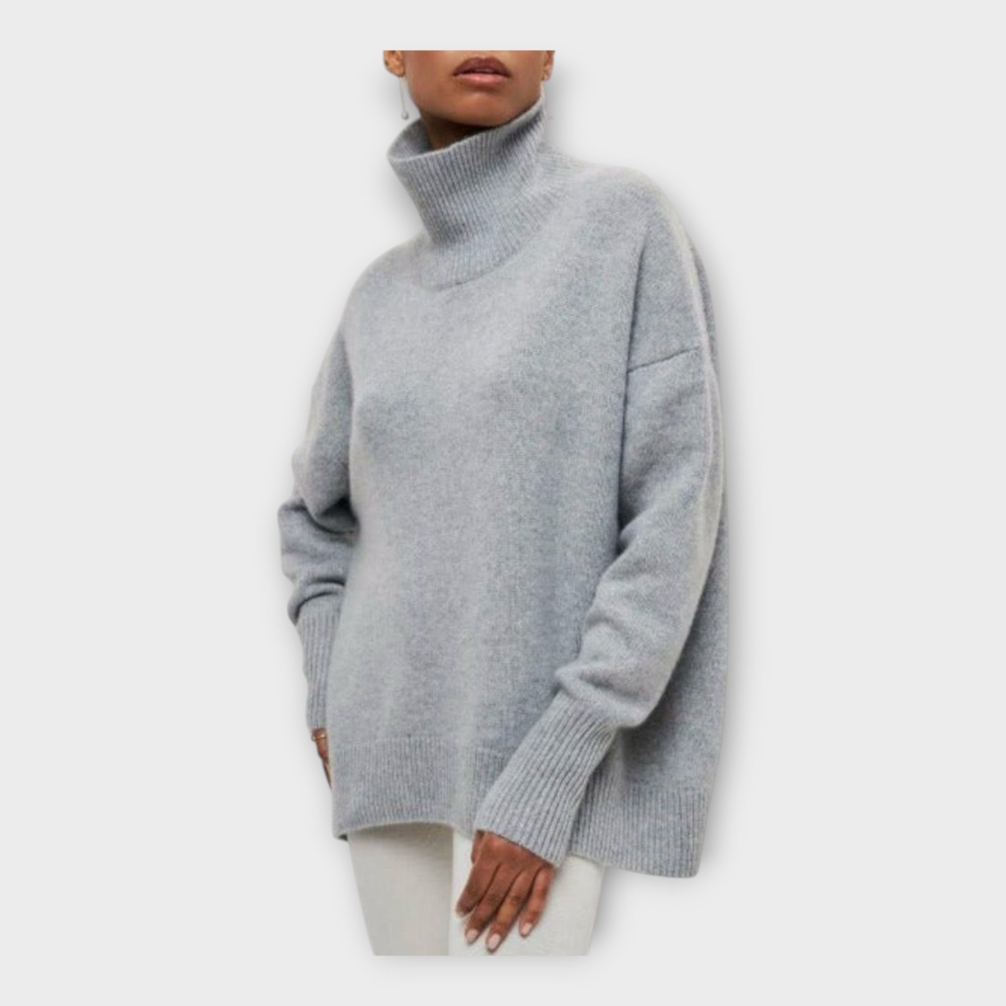 Knitted Sweater with High Neck