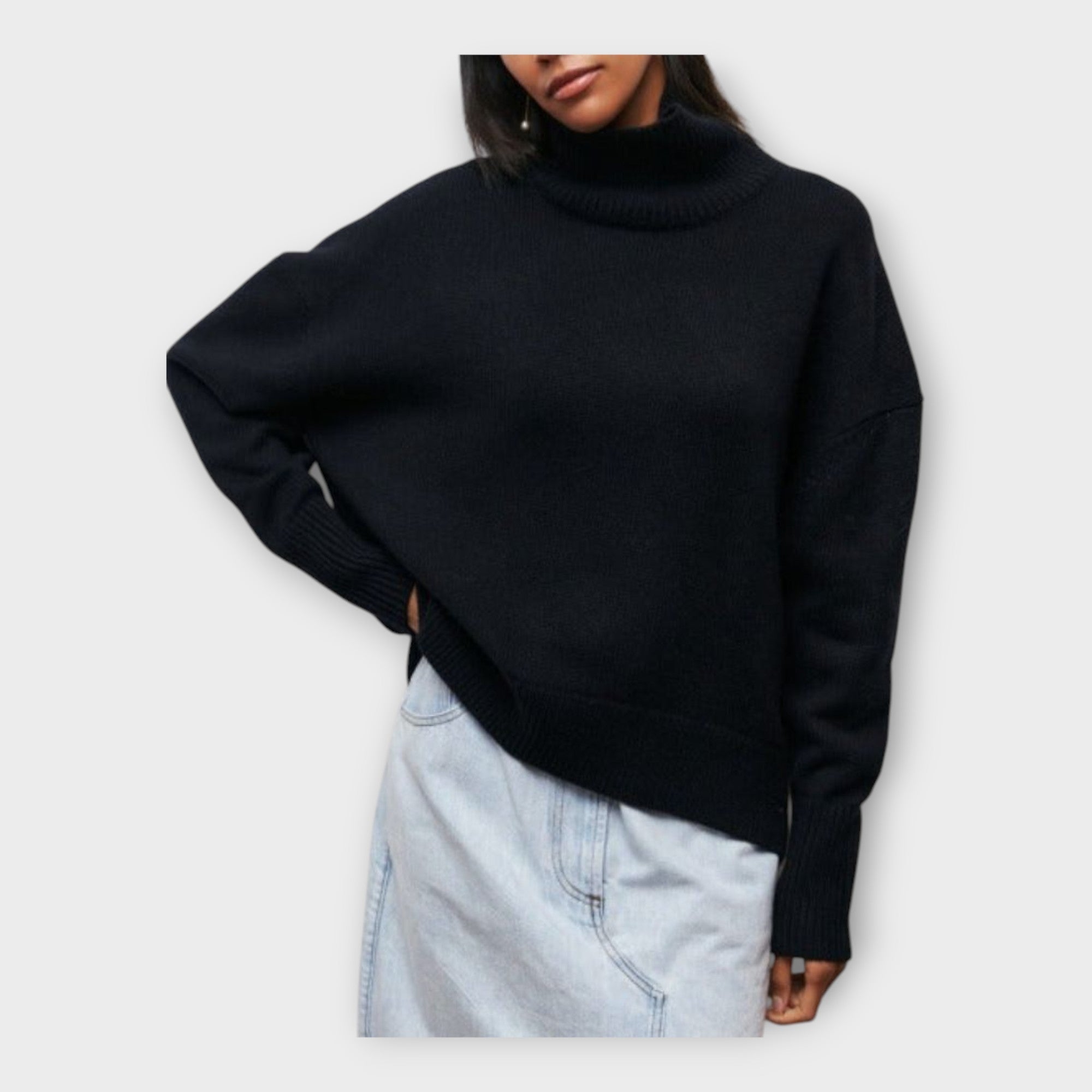Knitted Sweater with High Neck