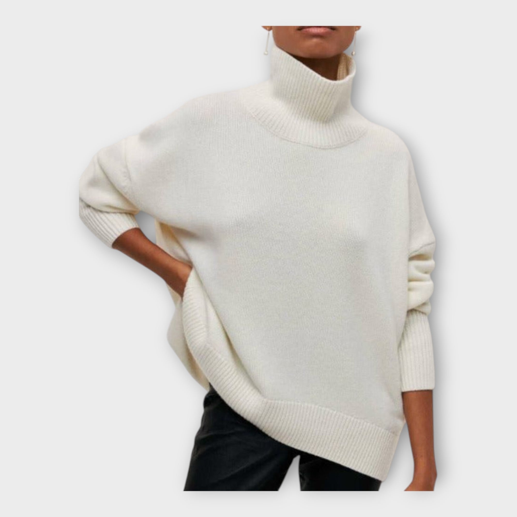 Knitted Sweater with High Neck