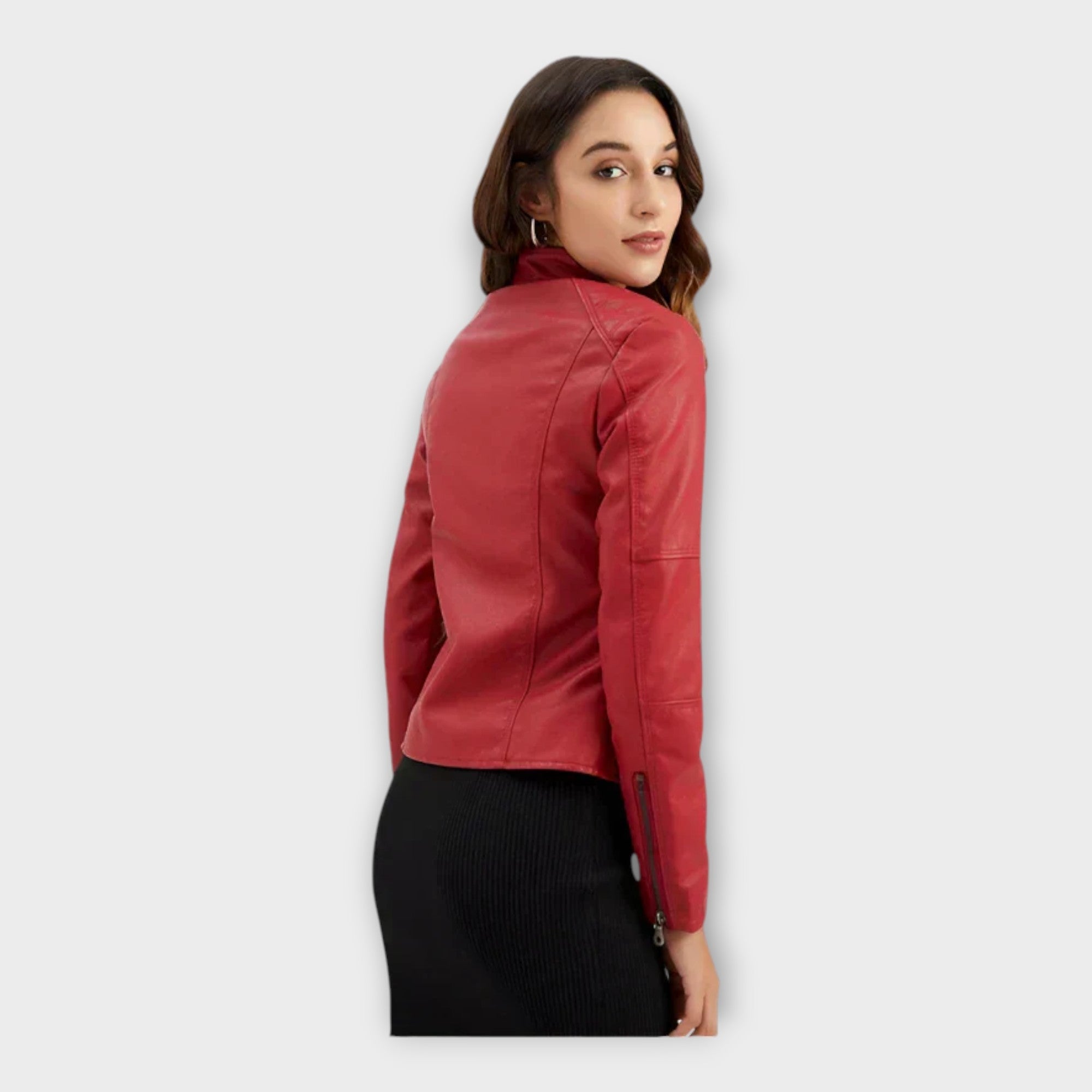 Modern Short Leather Jacket with Zip