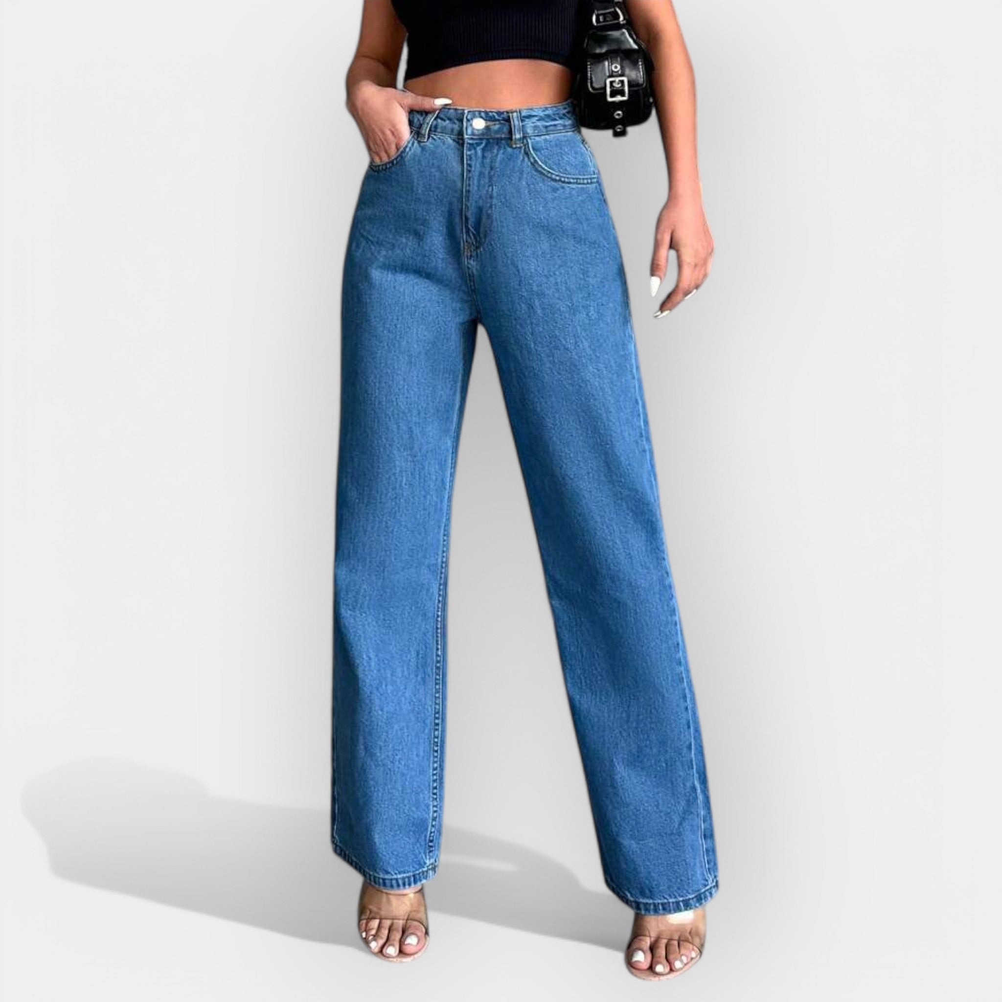 High-Waisted Jeans with a Comfortable Wide Fit
