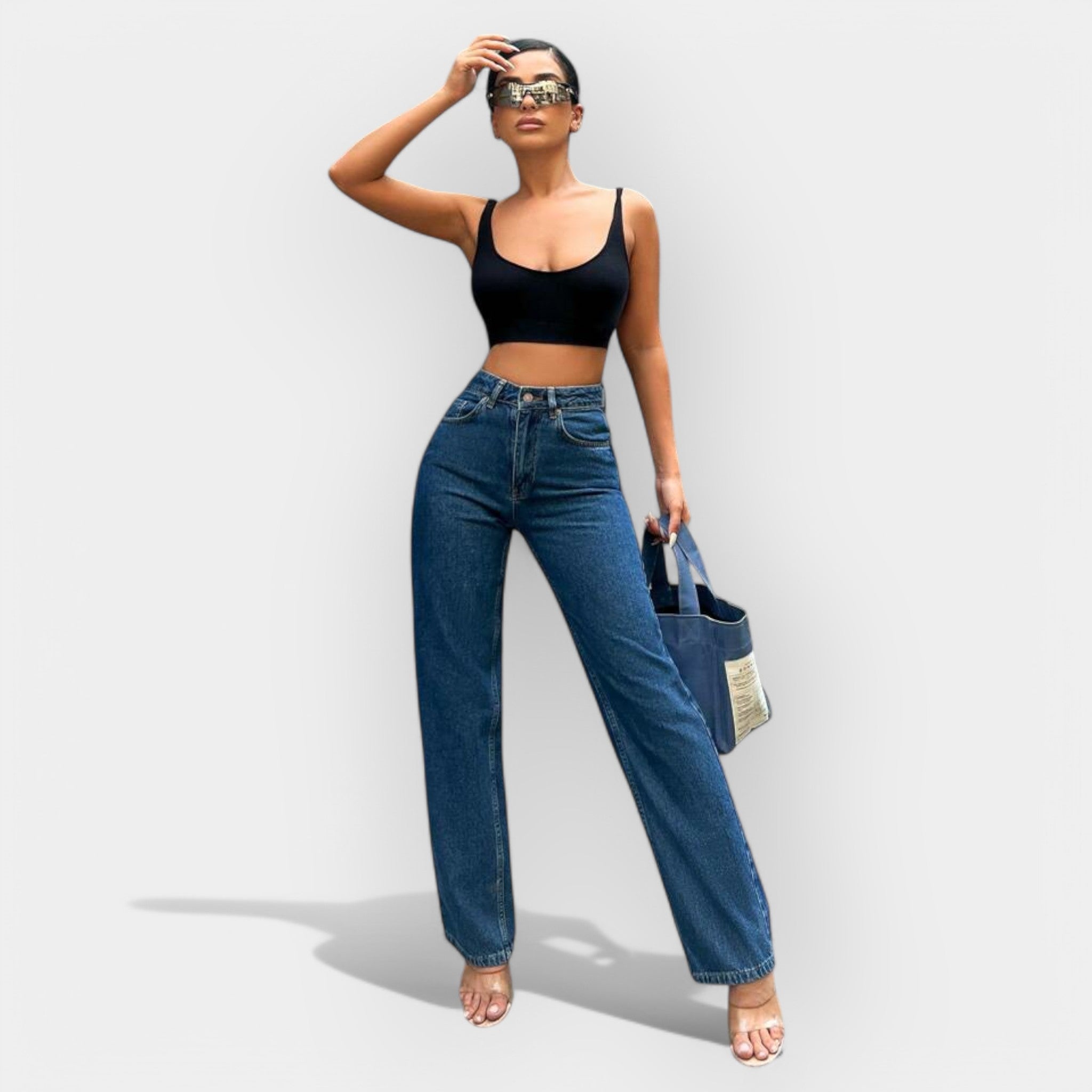 High-Waisted Jeans with a Comfortable Wide Fit
