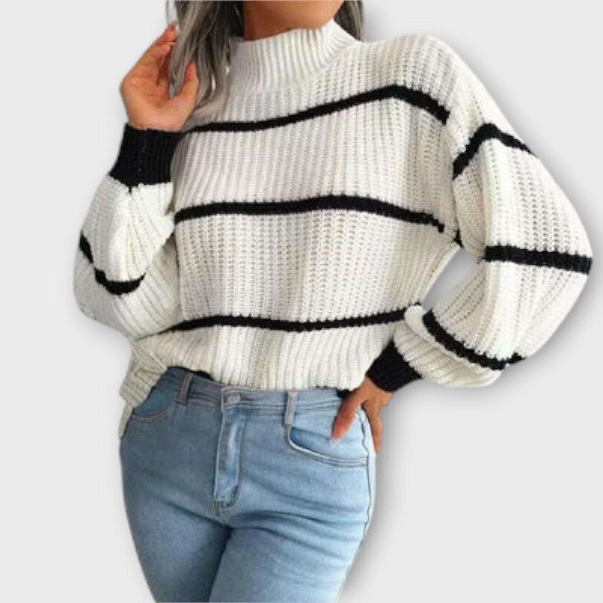 Chavala - Roll Neck Striped Sweater