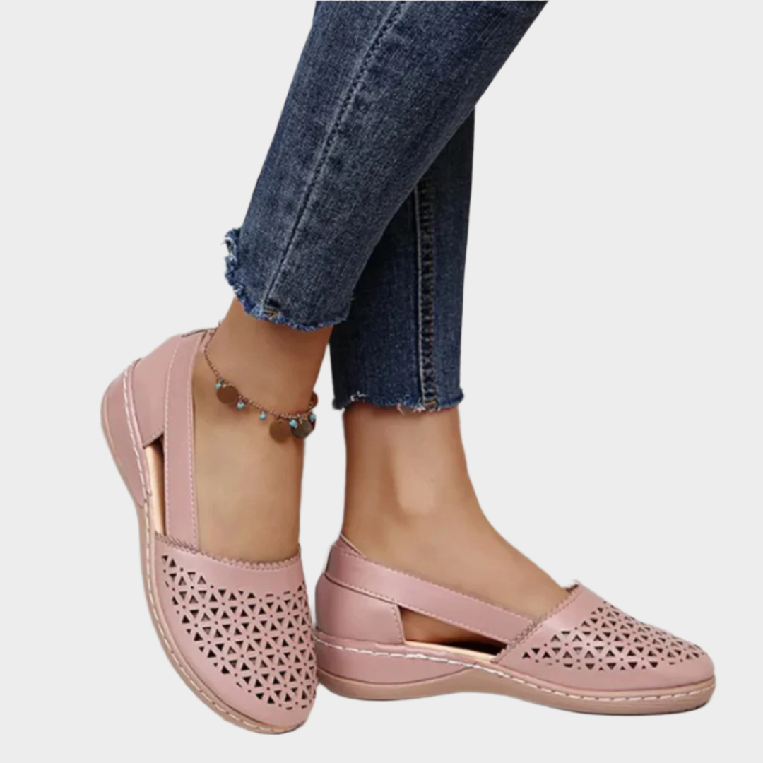 Anatomical Ballet Flats with Cut-Outs and Strap