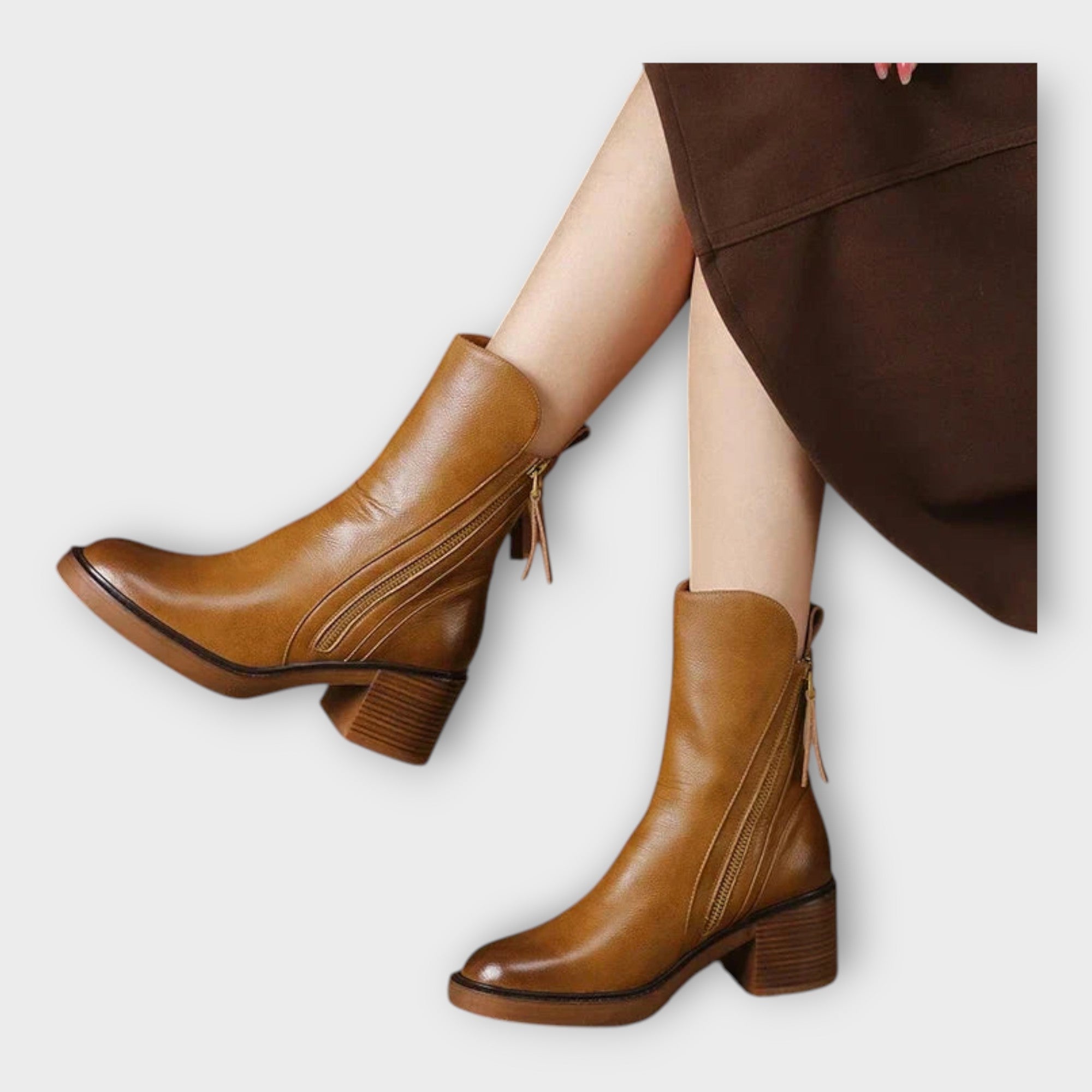 Ankle Boots with Elegant Line and Zip Detail