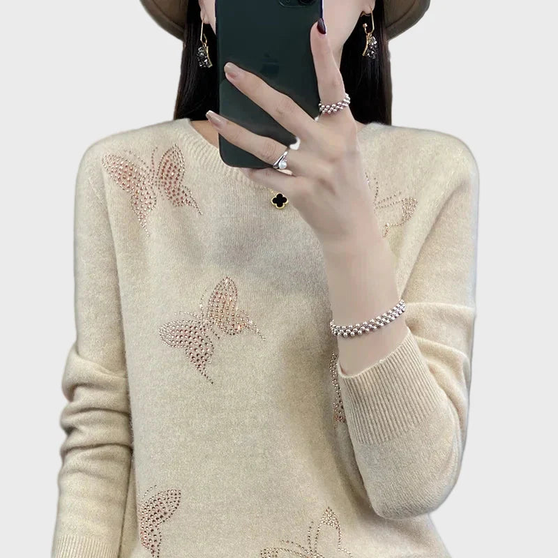 Knitted Polo Neck with Butterfly Design