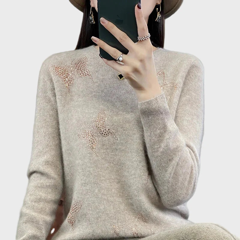 Knitted Polo Neck with Butterfly Design