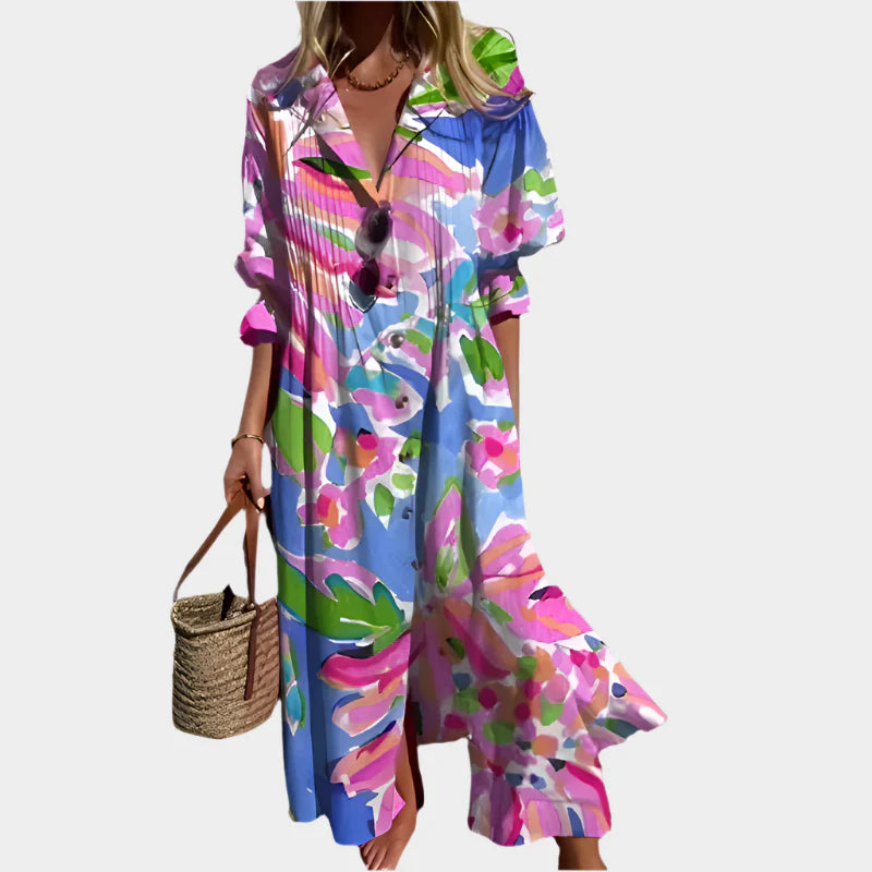 Boho Airy Dress with Puff Sleeves