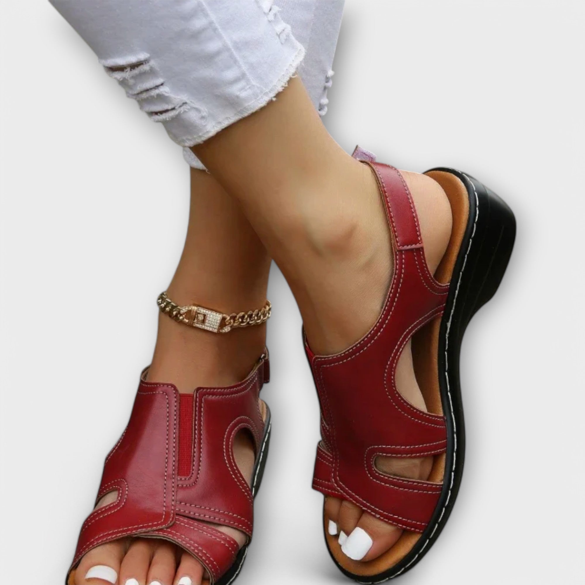 Comfortable Leather Heel Sandals