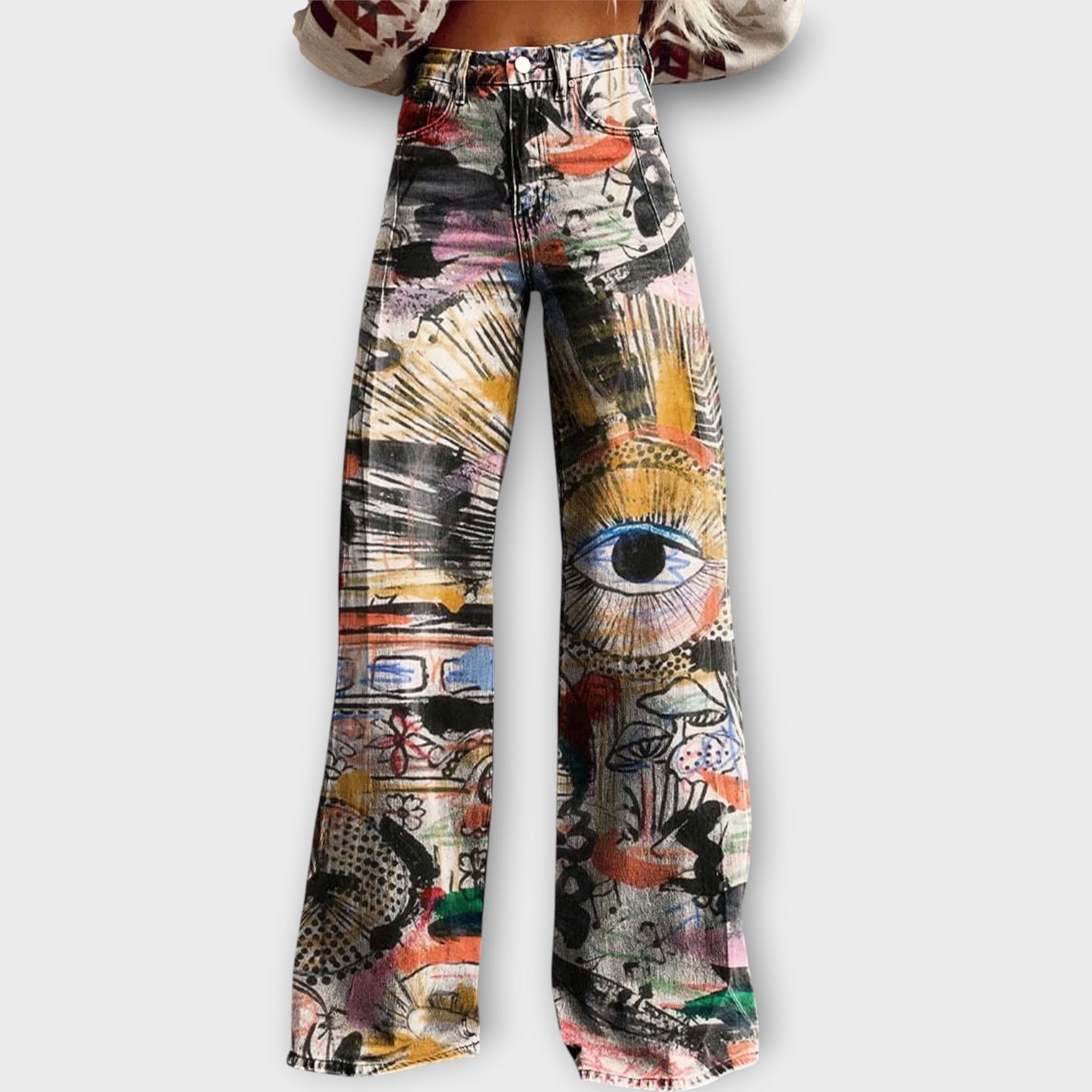 Artistic Print Jeans