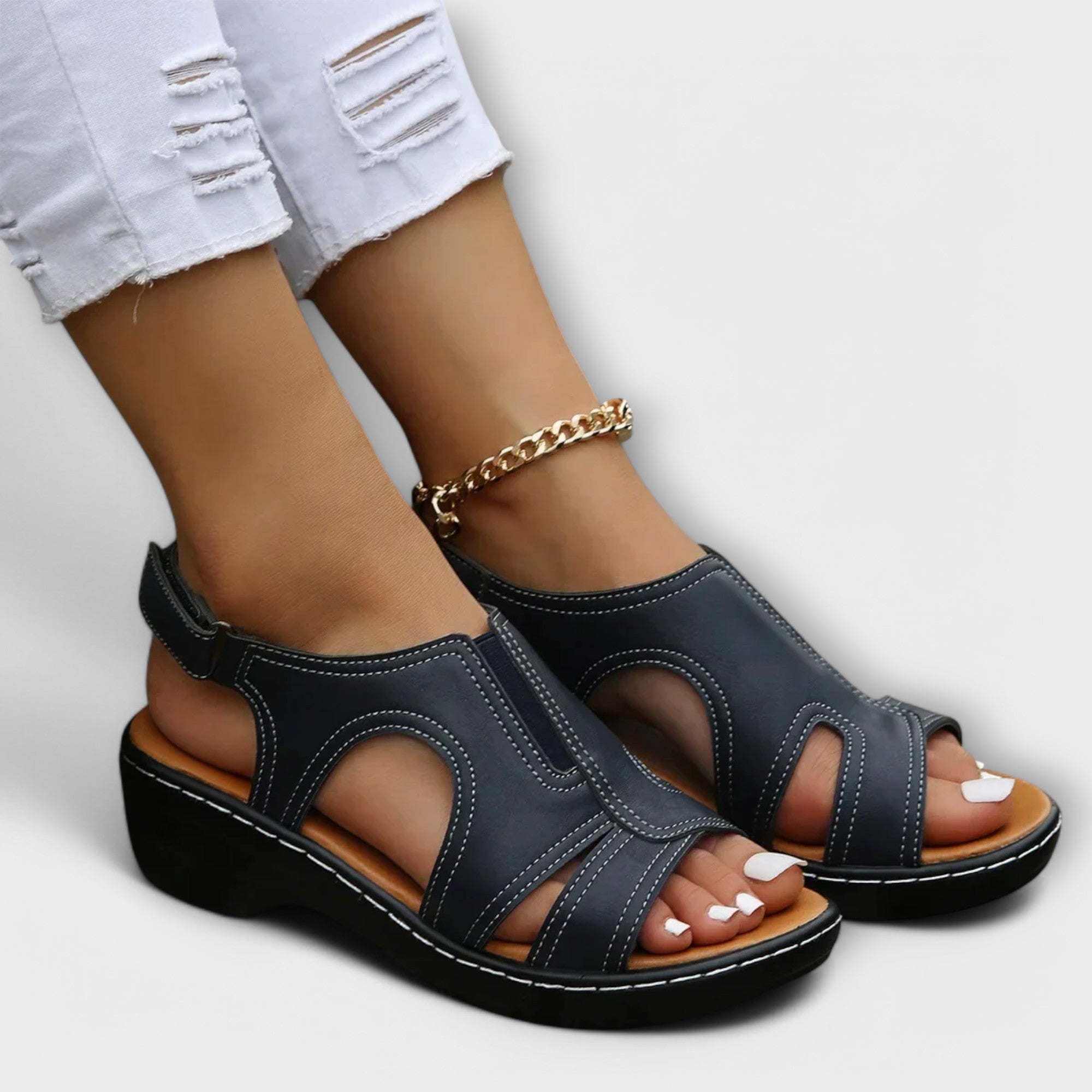 Comfortable Leather Heel Sandals