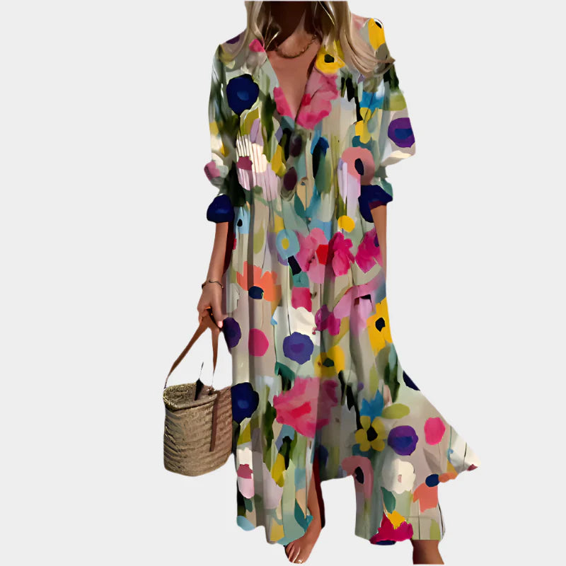 Airy Boho Dress with Puff Sleeves