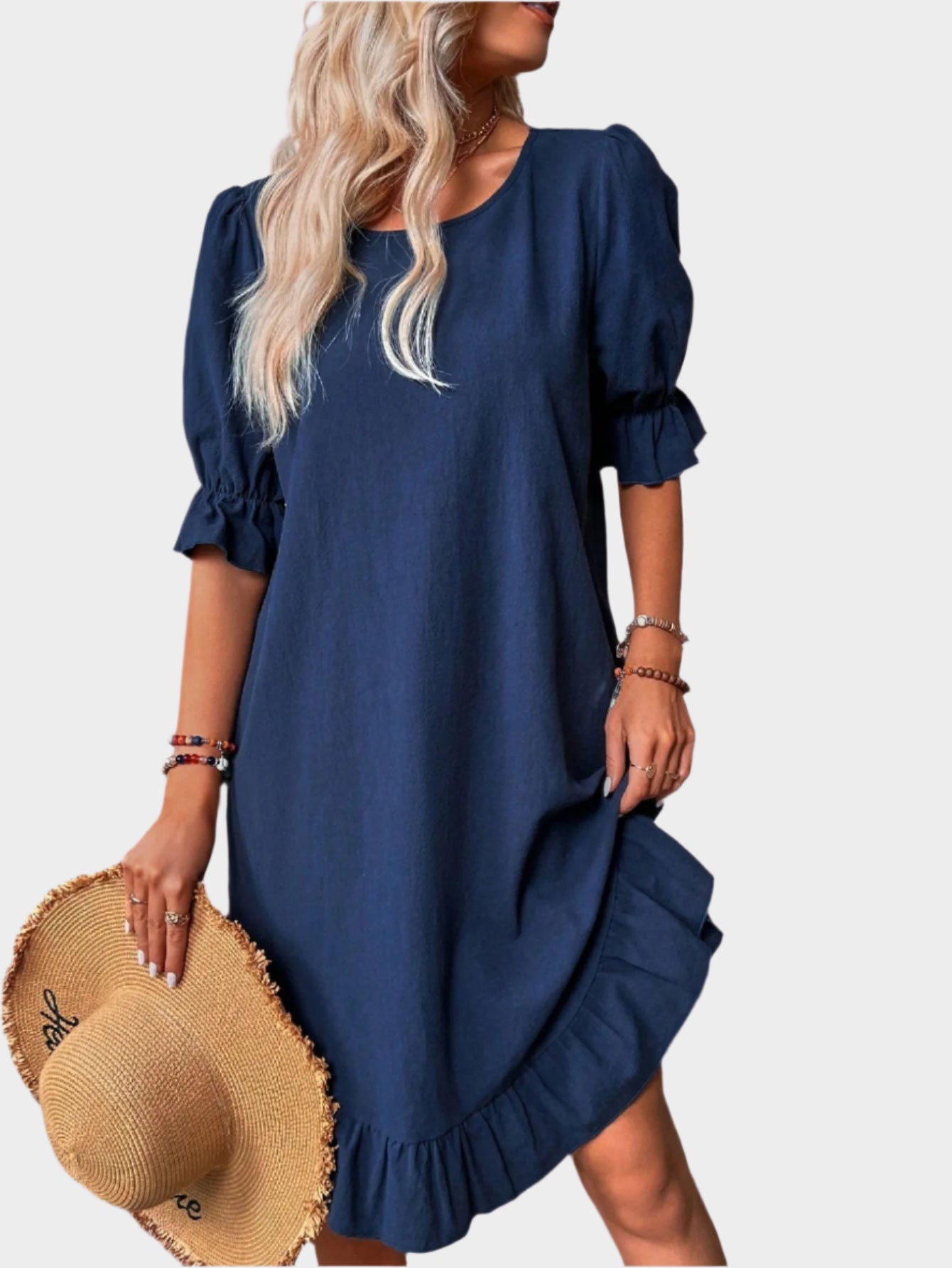Retro Midi Dress with Comfortable Sleeves