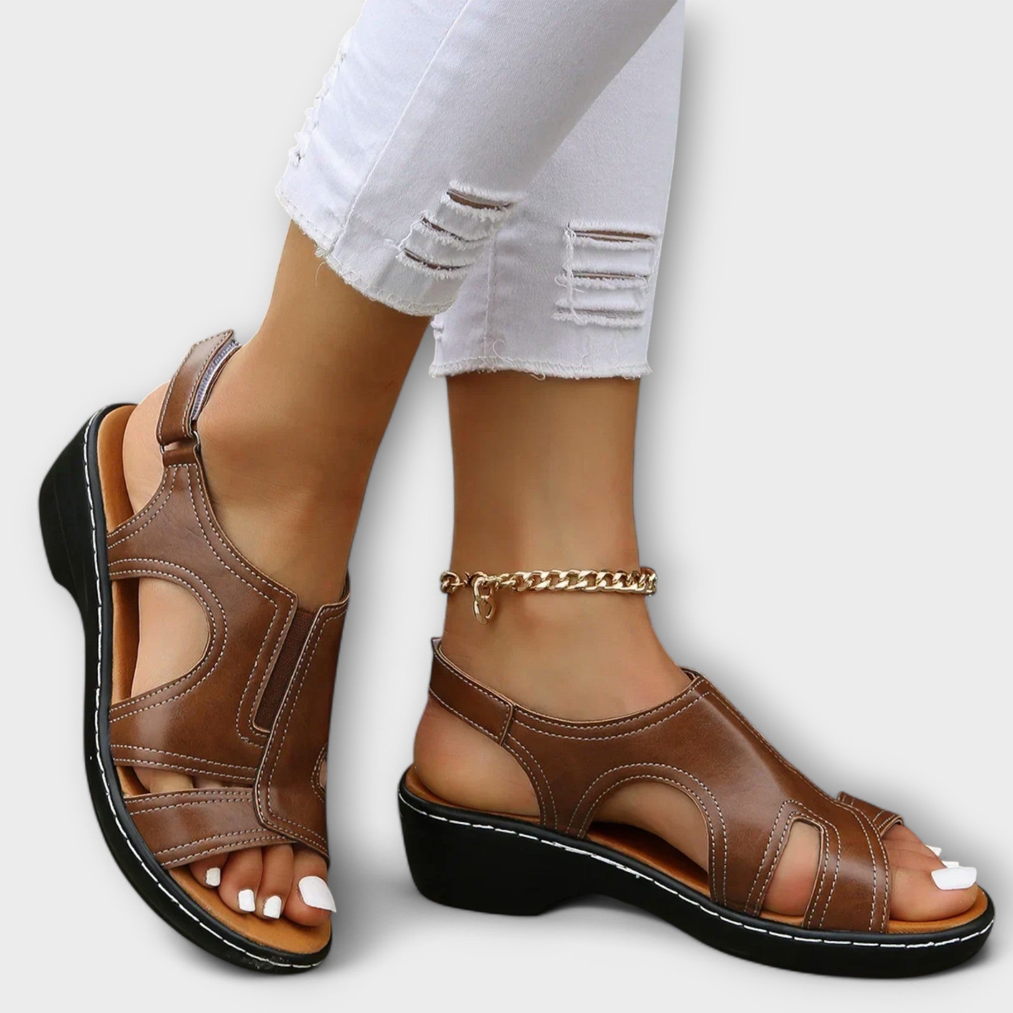 Comfortable Leather Heel Sandals