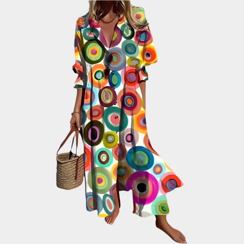 Boho Airy Dress with Puff Sleeves