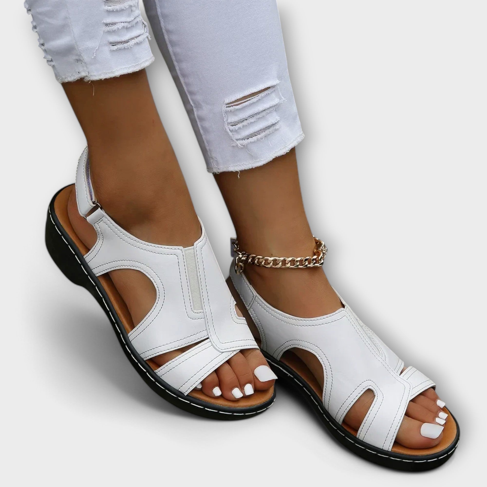 Comfortable Leather Heel Sandals