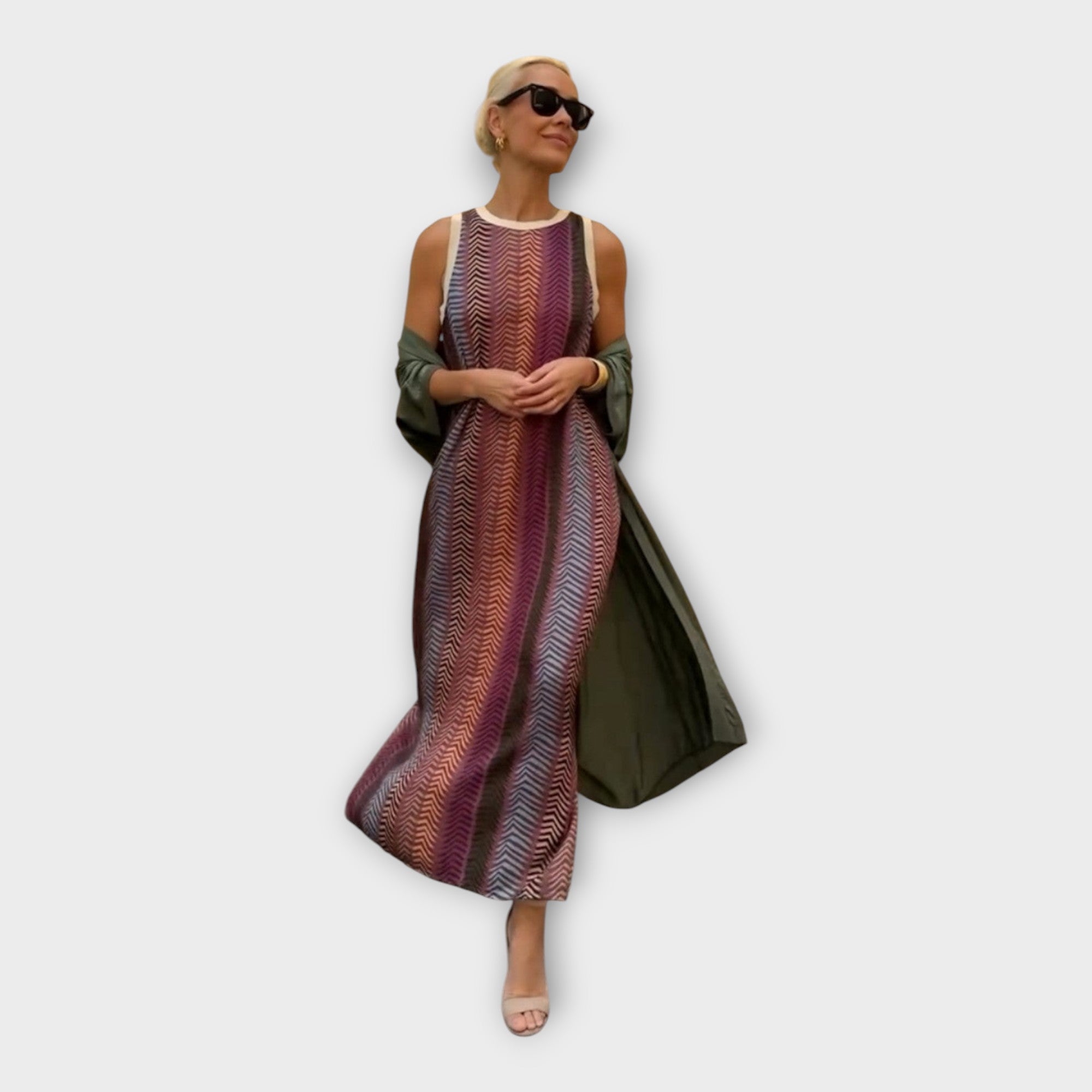 Maxi Dress with Linear Pattern