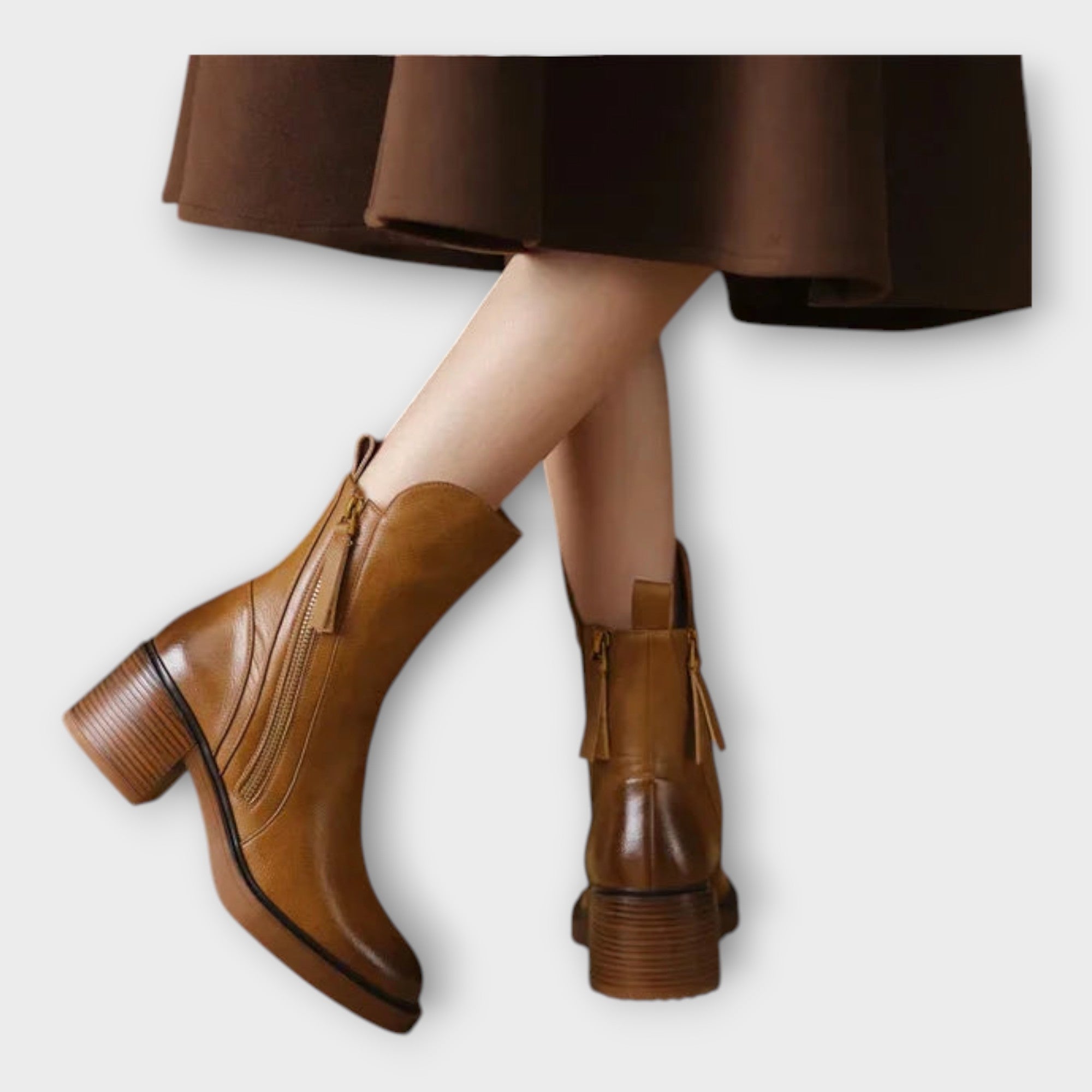 Ankle Boots with Elegant Line and Zip Detail
