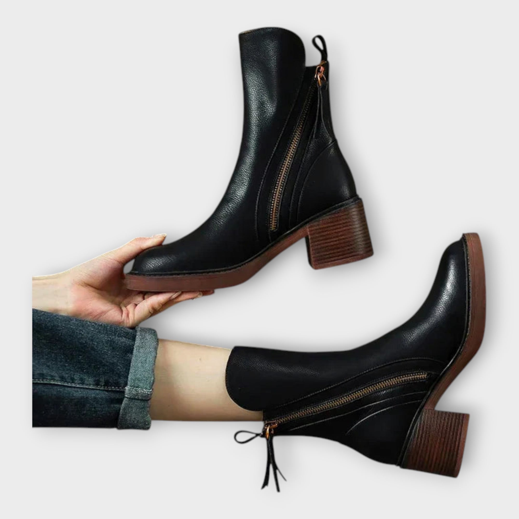 Ankle Boots with Elegant Line and Zip Detail