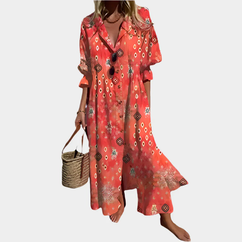 Boho Airy Dress with Puff Sleeves