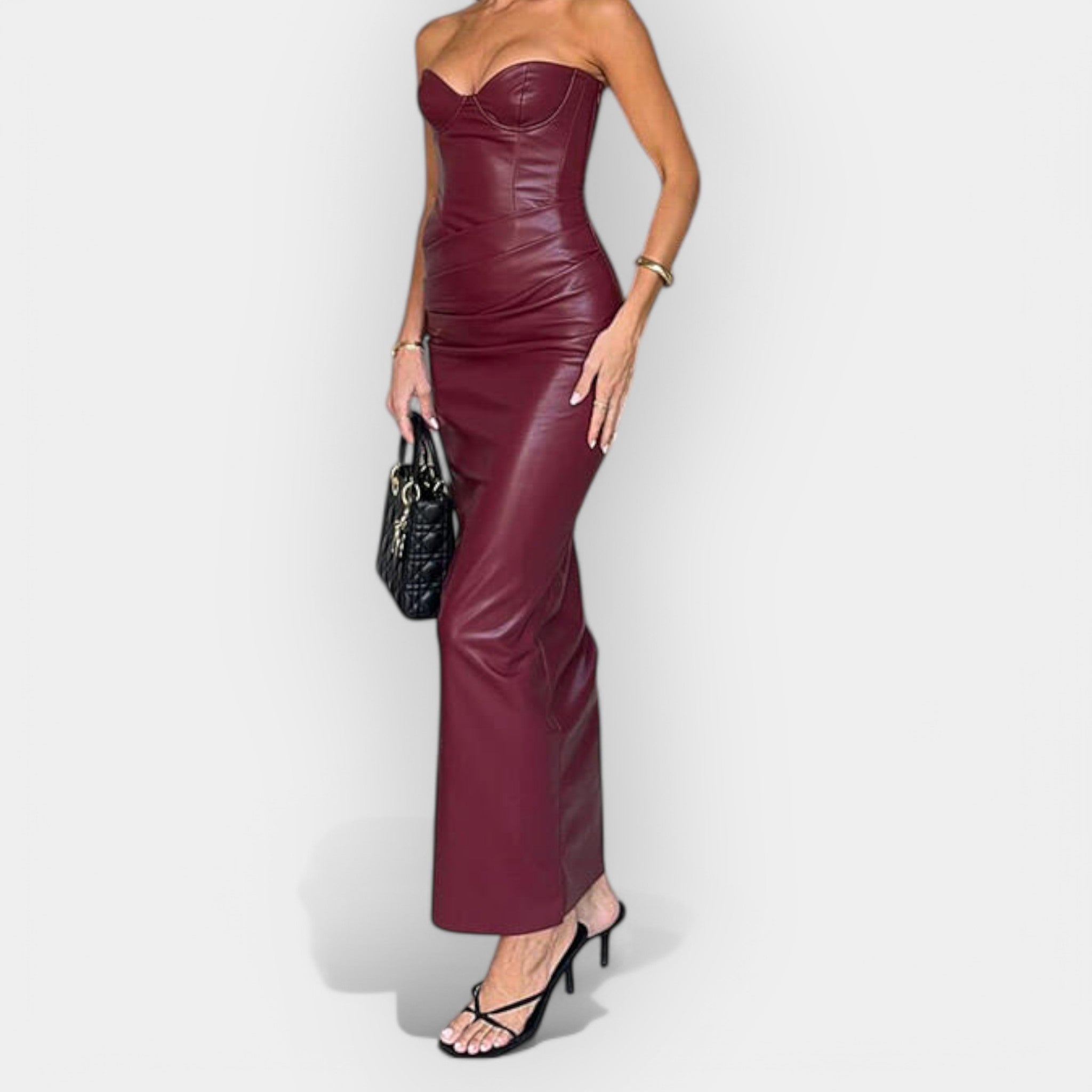 Midi Leather Dress with a Contemporary Style Expression