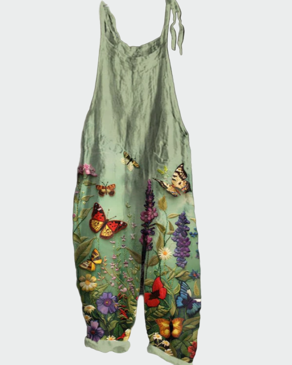 Women's Jumpsuit with Flowers and Butterflies – Comfort and Elegance