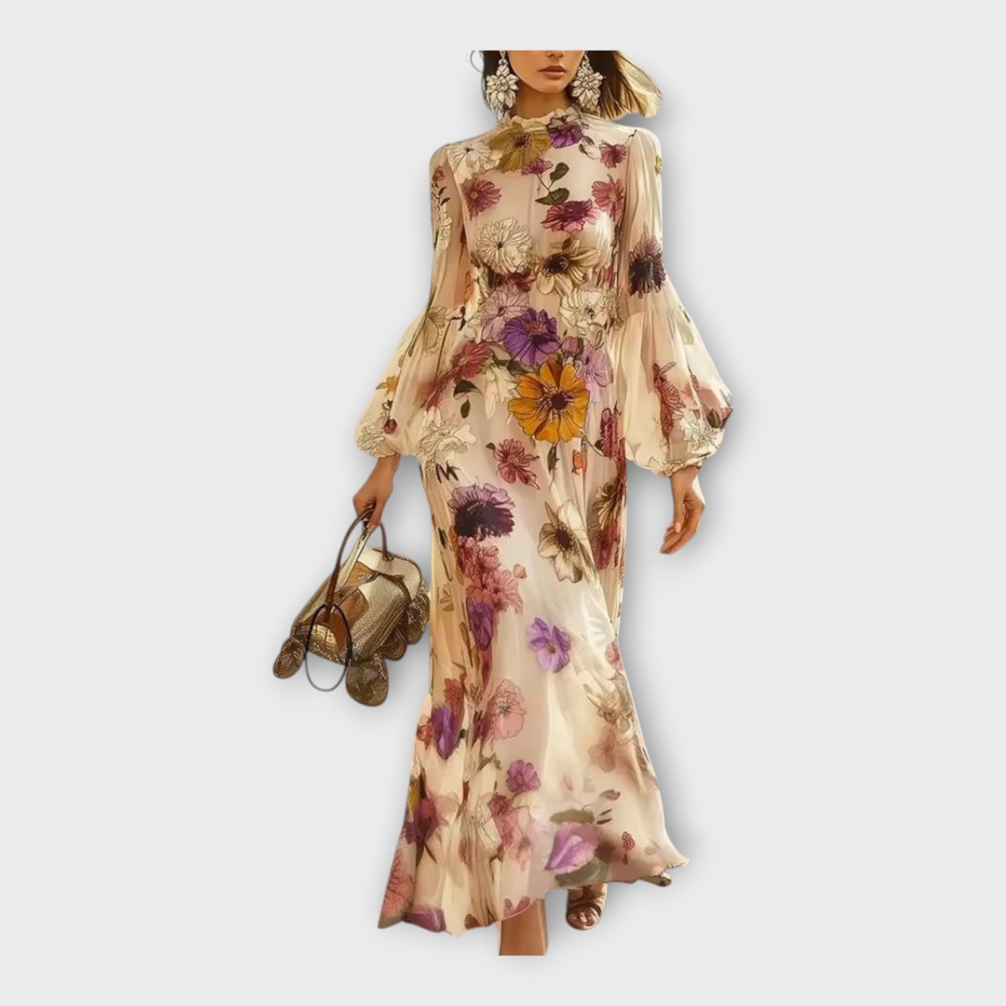 Long dress with elegant floral design