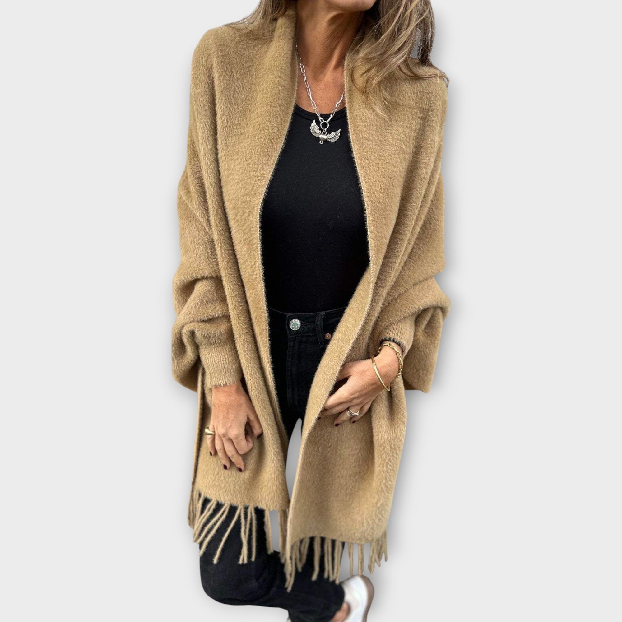 Knit Coat with Fringes